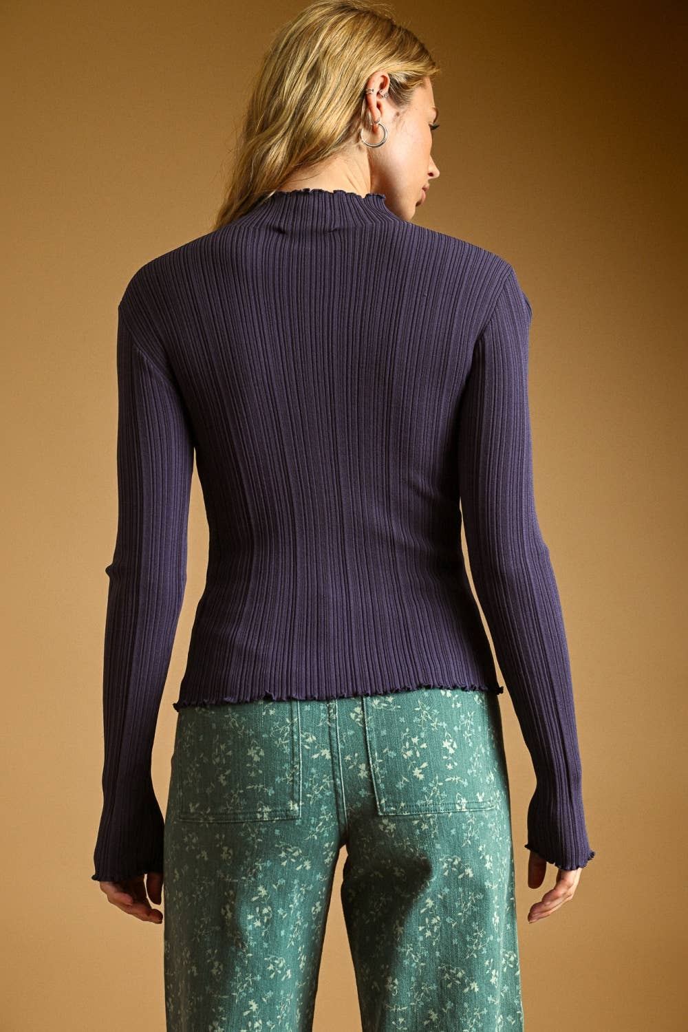 Long Sleeve Ribbed Knitted Top