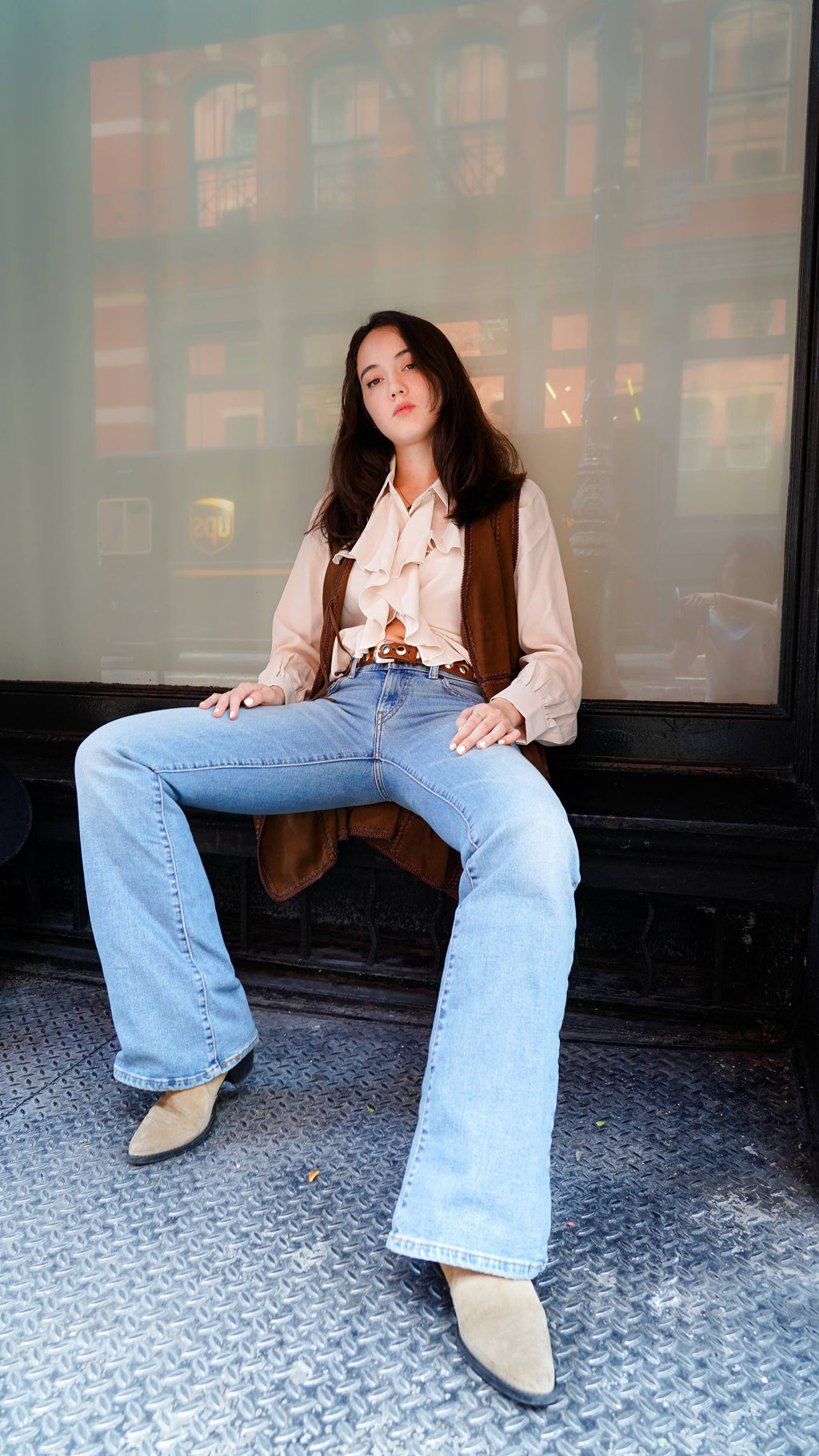 Suede Belt with Wide Studs