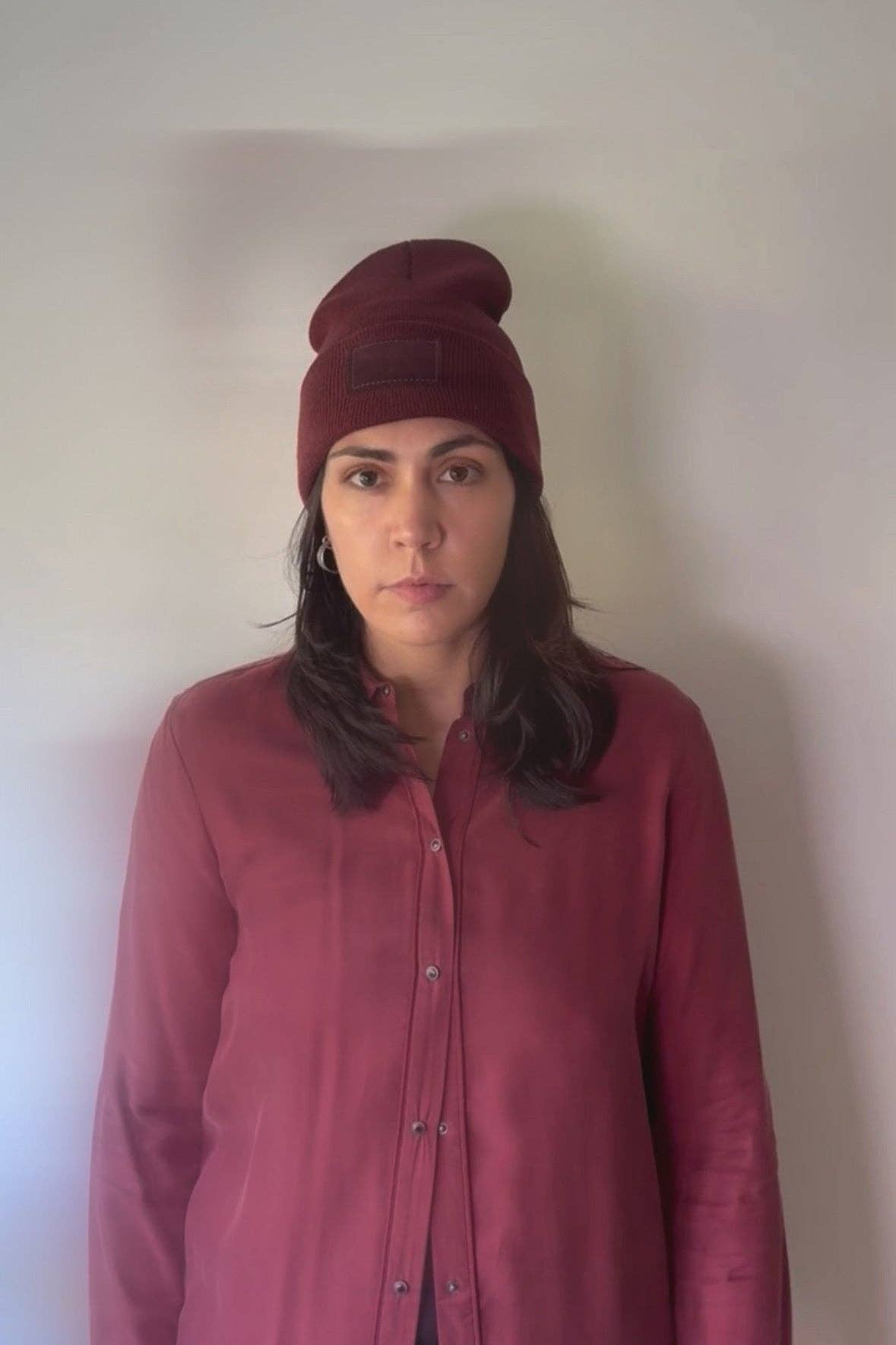 ETTA SUEDE PATCH BEANIE | MERLOT