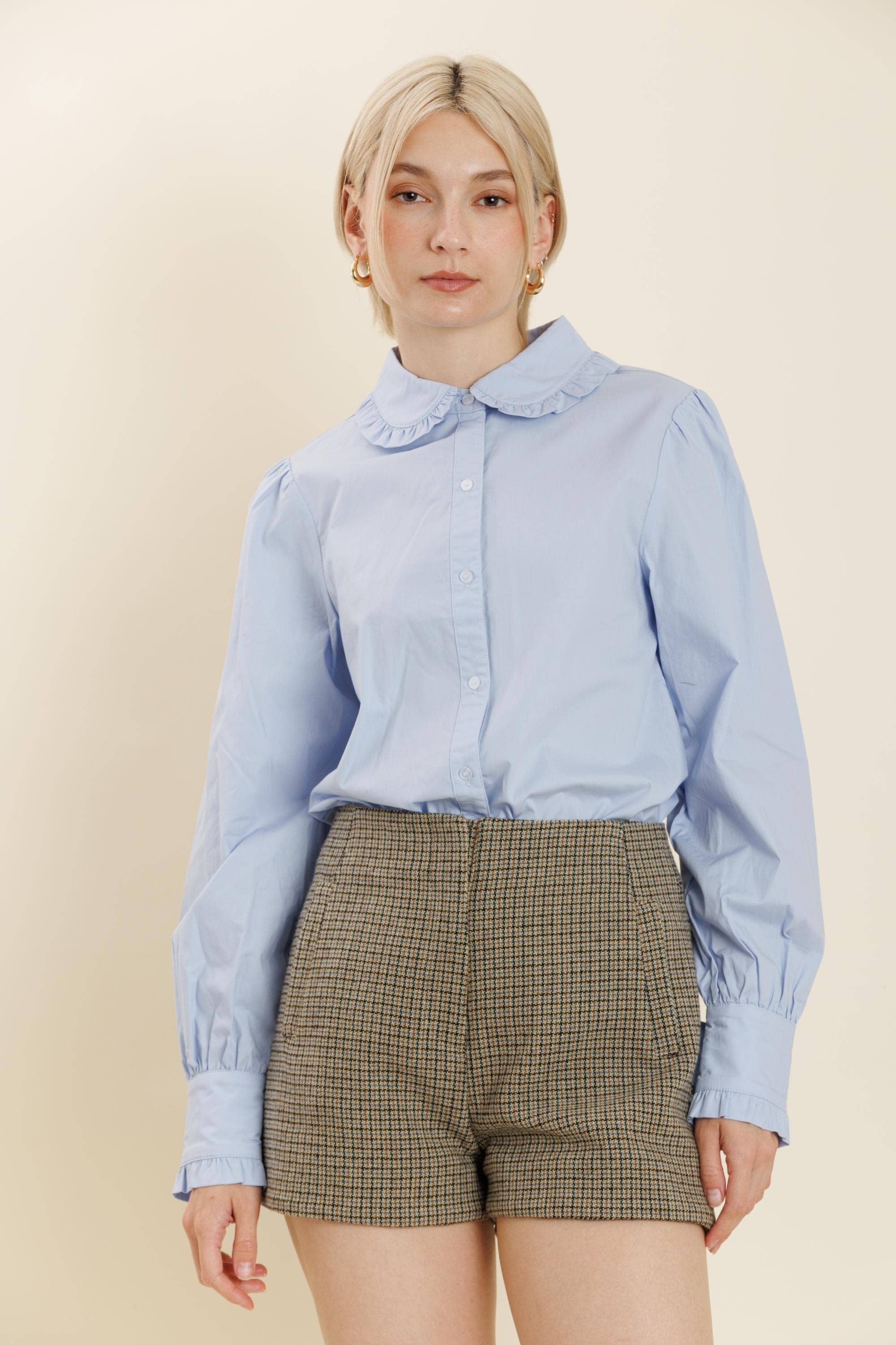 Ruffle Button Down Shirt