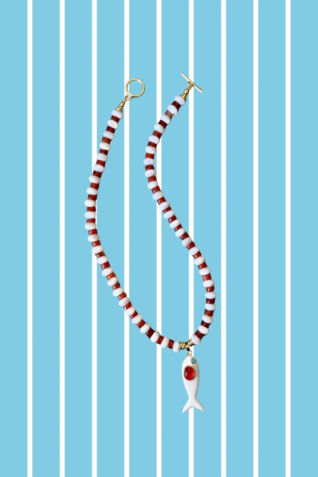 White & Orange Big Fish Necklace