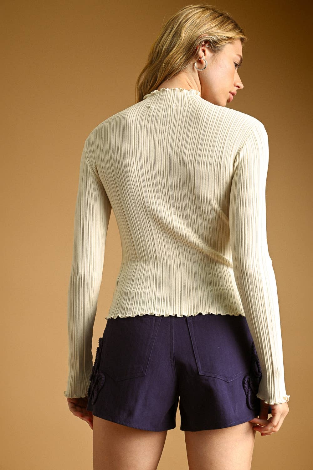 Long Sleeve Ribbed Knitted Top