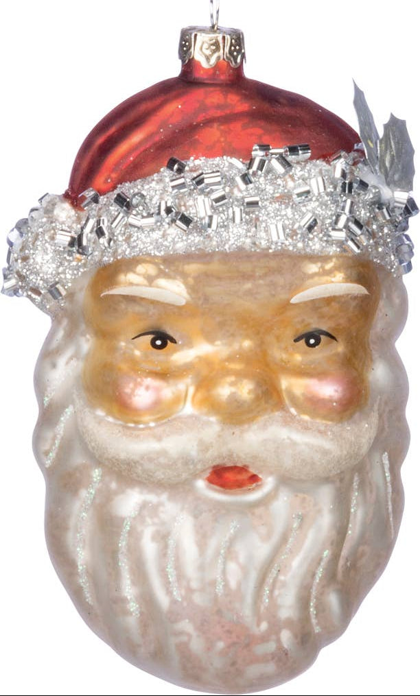Glass Santa Face Ornament