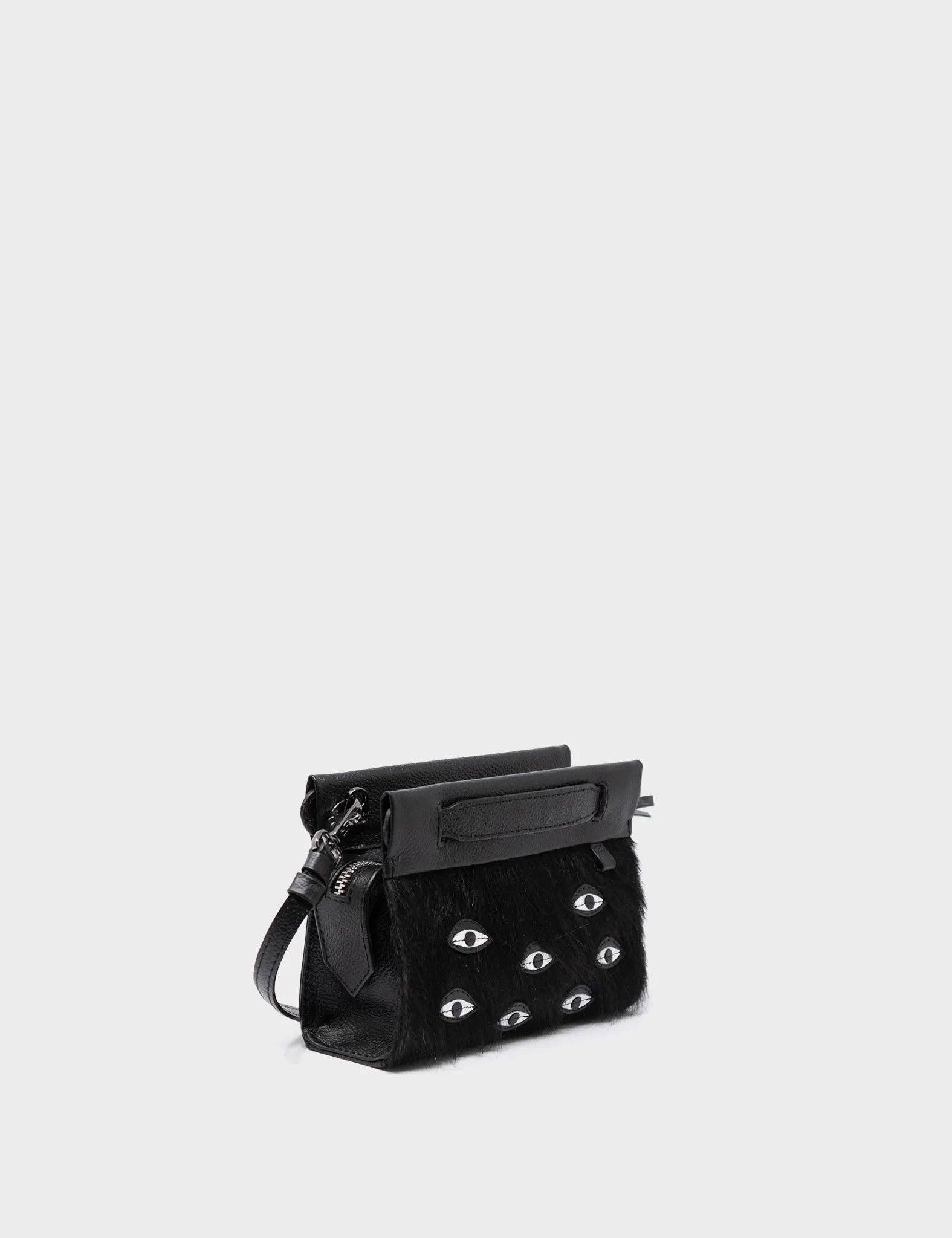 Vali Crossbody Micro Leather Bag:  Black