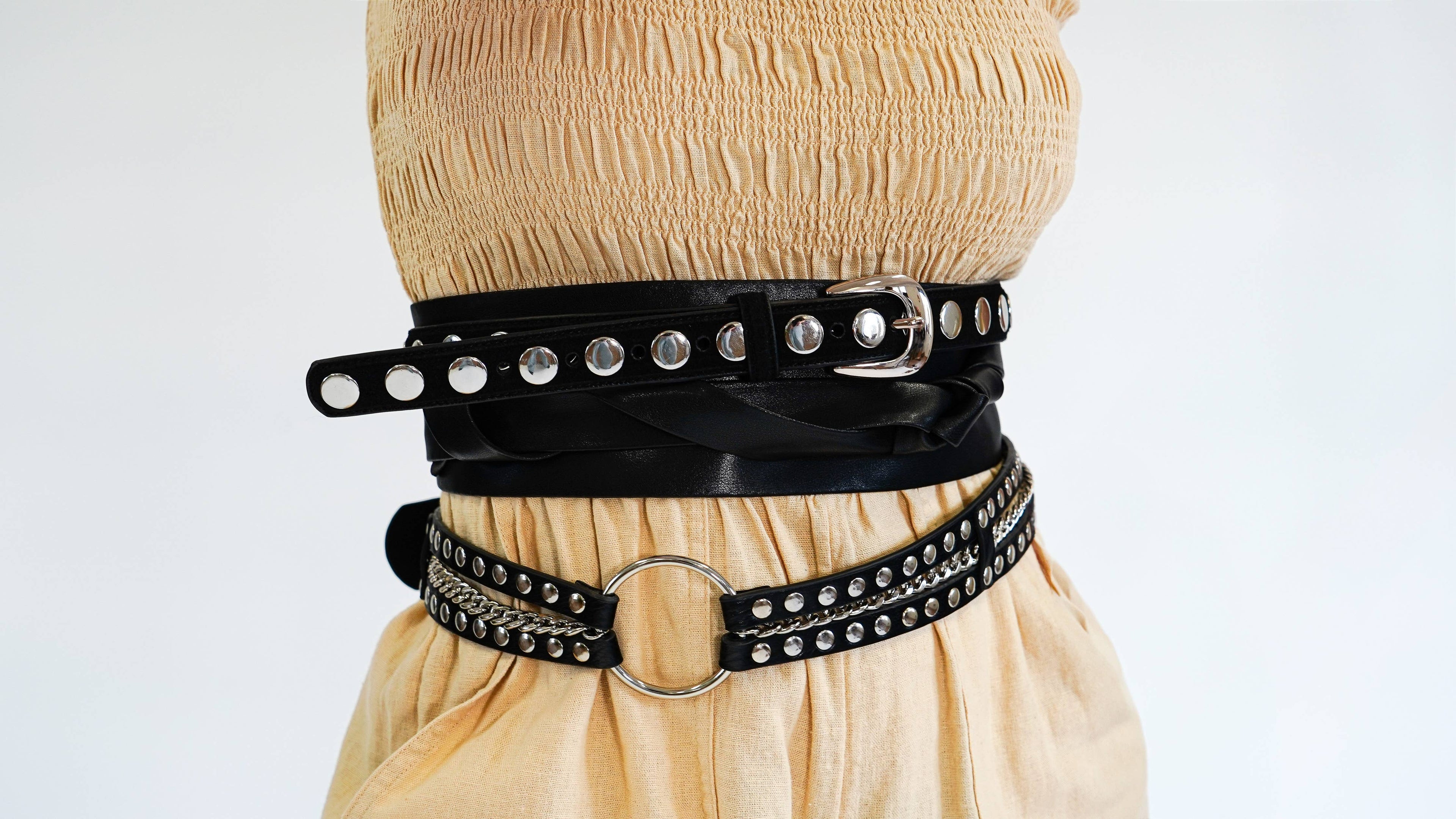 Suede Belt with Wide Studs