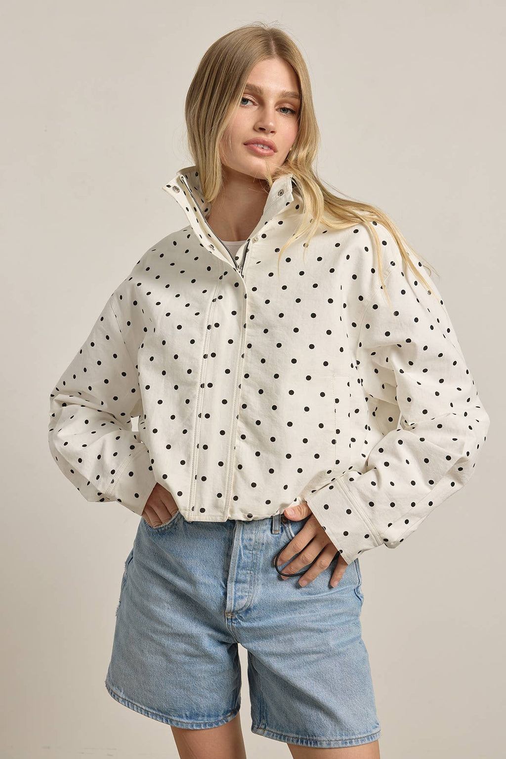 Polka Dot High Neck Jacket