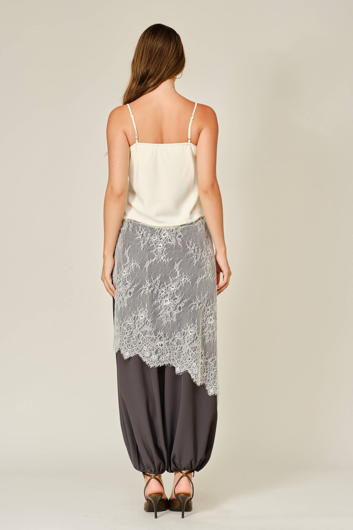 Lace Layered Asymmetric Skirt Top