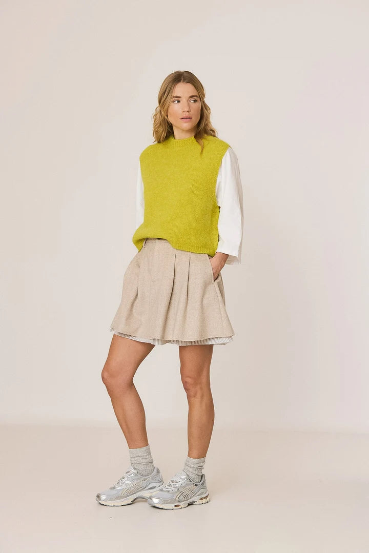 Indi & Cold Boxy Mohair Vest - Apple Green
