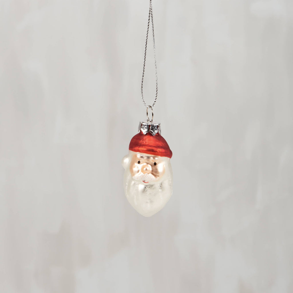 Small Glass Santa Ornament
