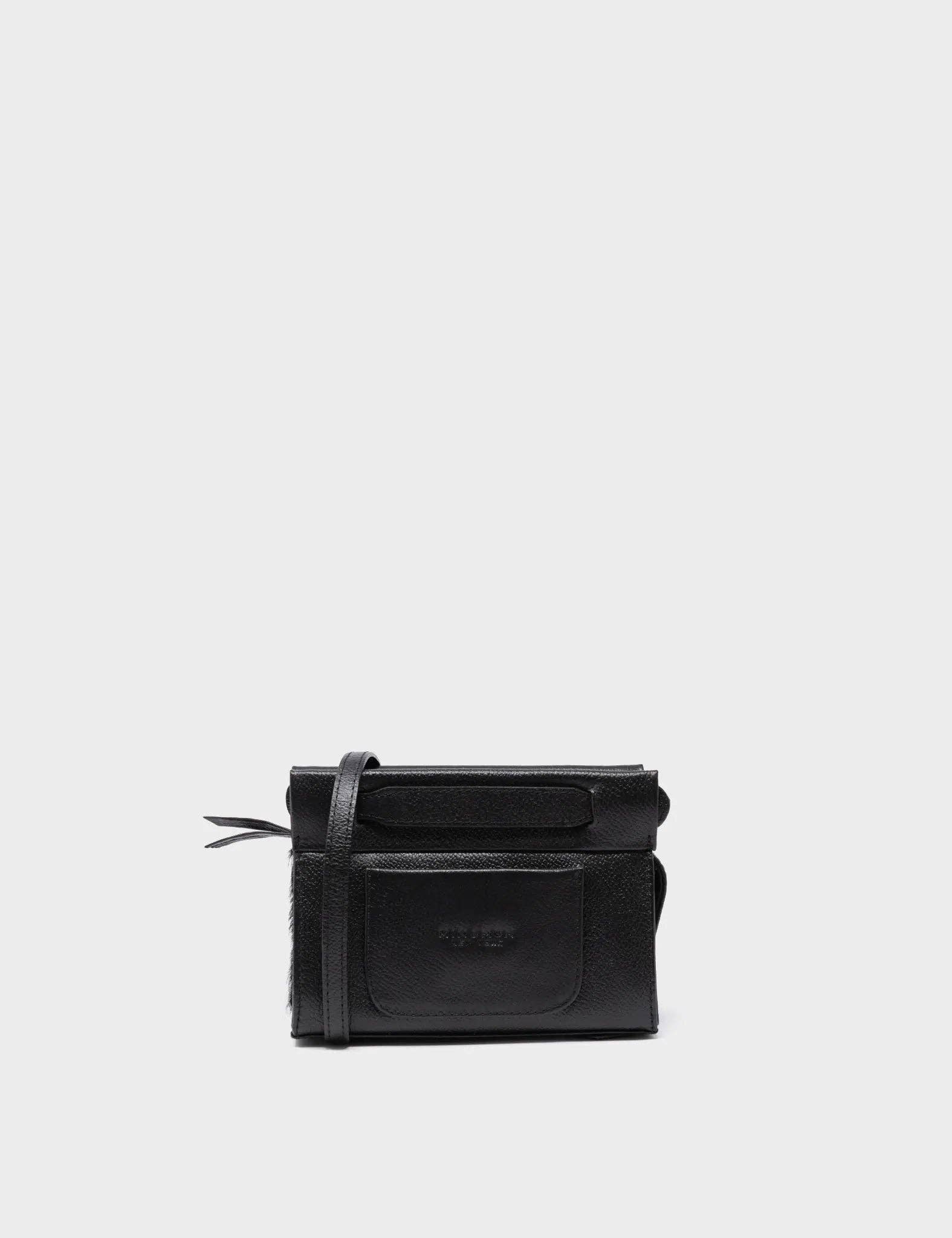 Vali Crossbody Micro Leather Bag:  Black