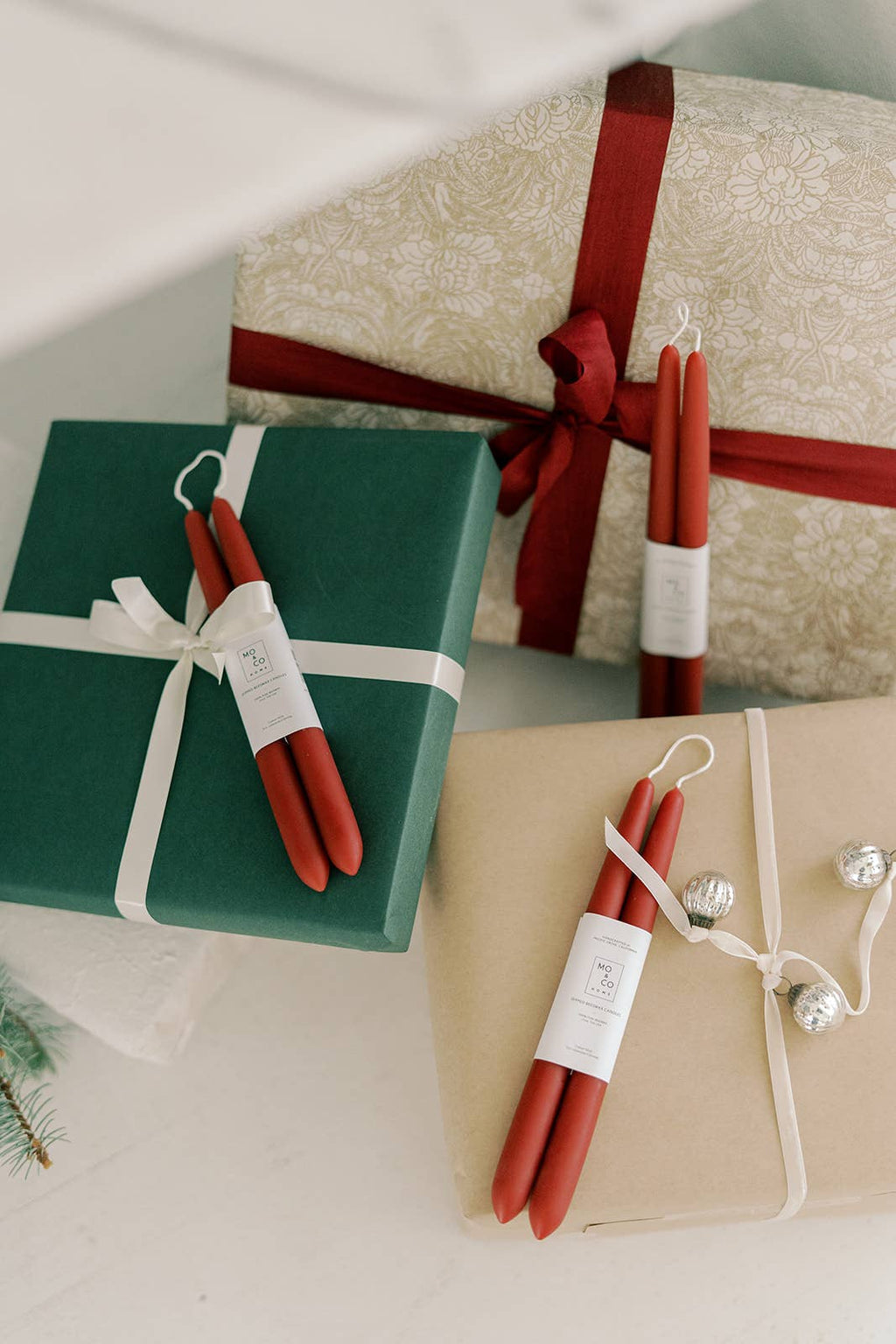 Dipped Beeswax Taper Candles - Berry Red