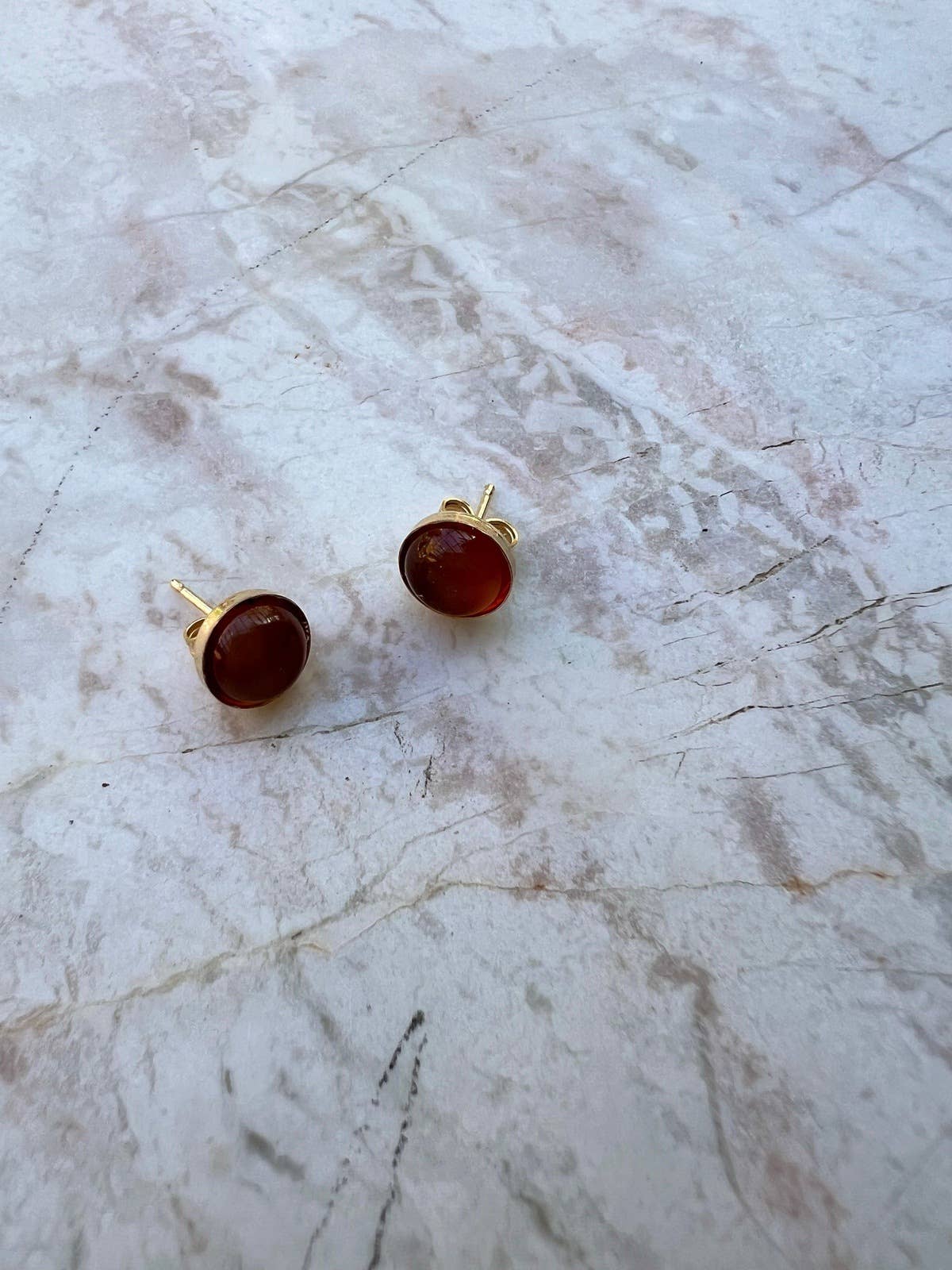 Carnelian stone stud earrings