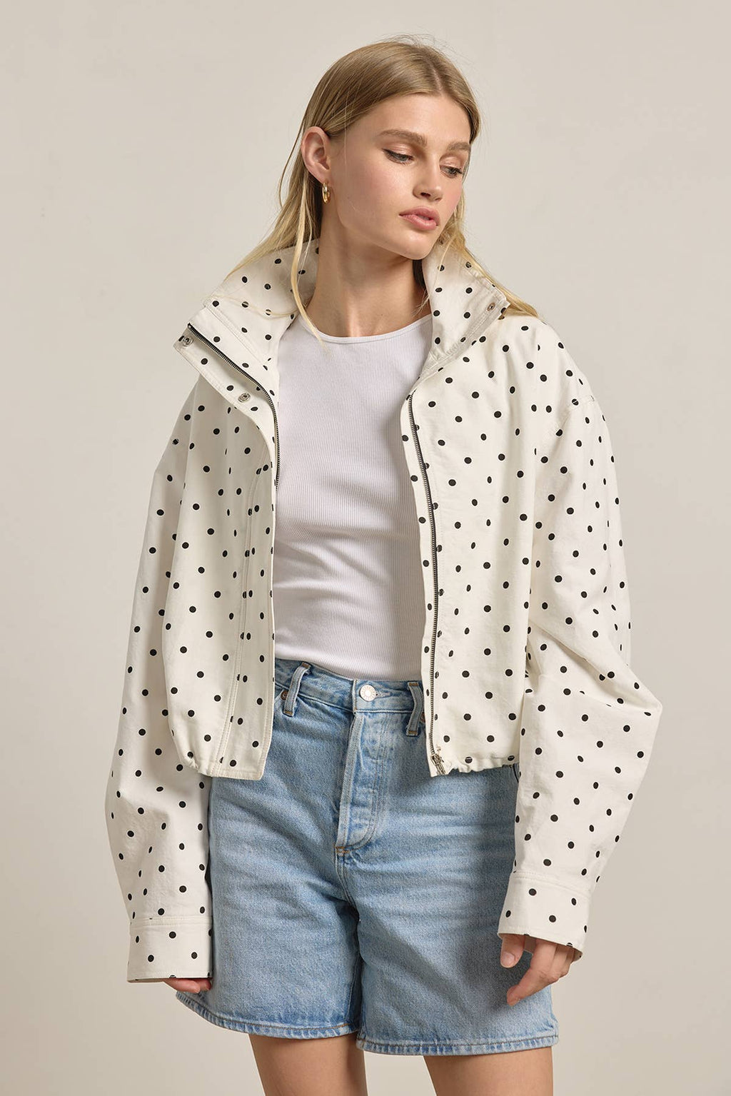 Polka Dot High Neck Jacket