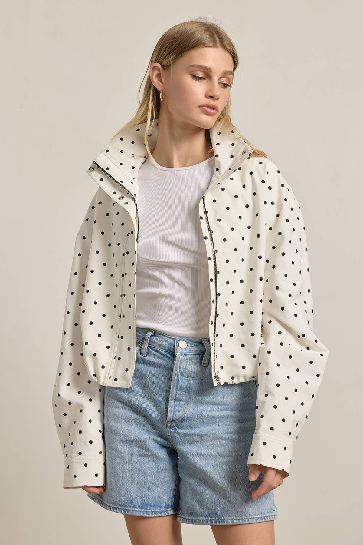 Polka Dot High Neck Jacket
