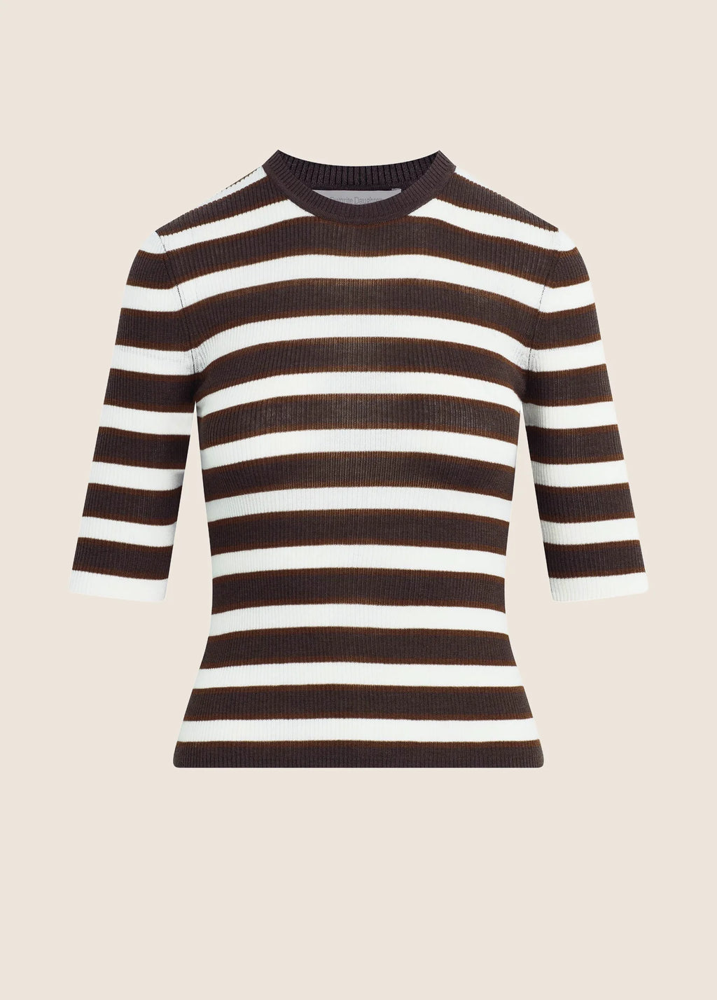 FAVORITE DAUGHTER THE AMELIA CREWNECK TOP - GANACHE STRIPE