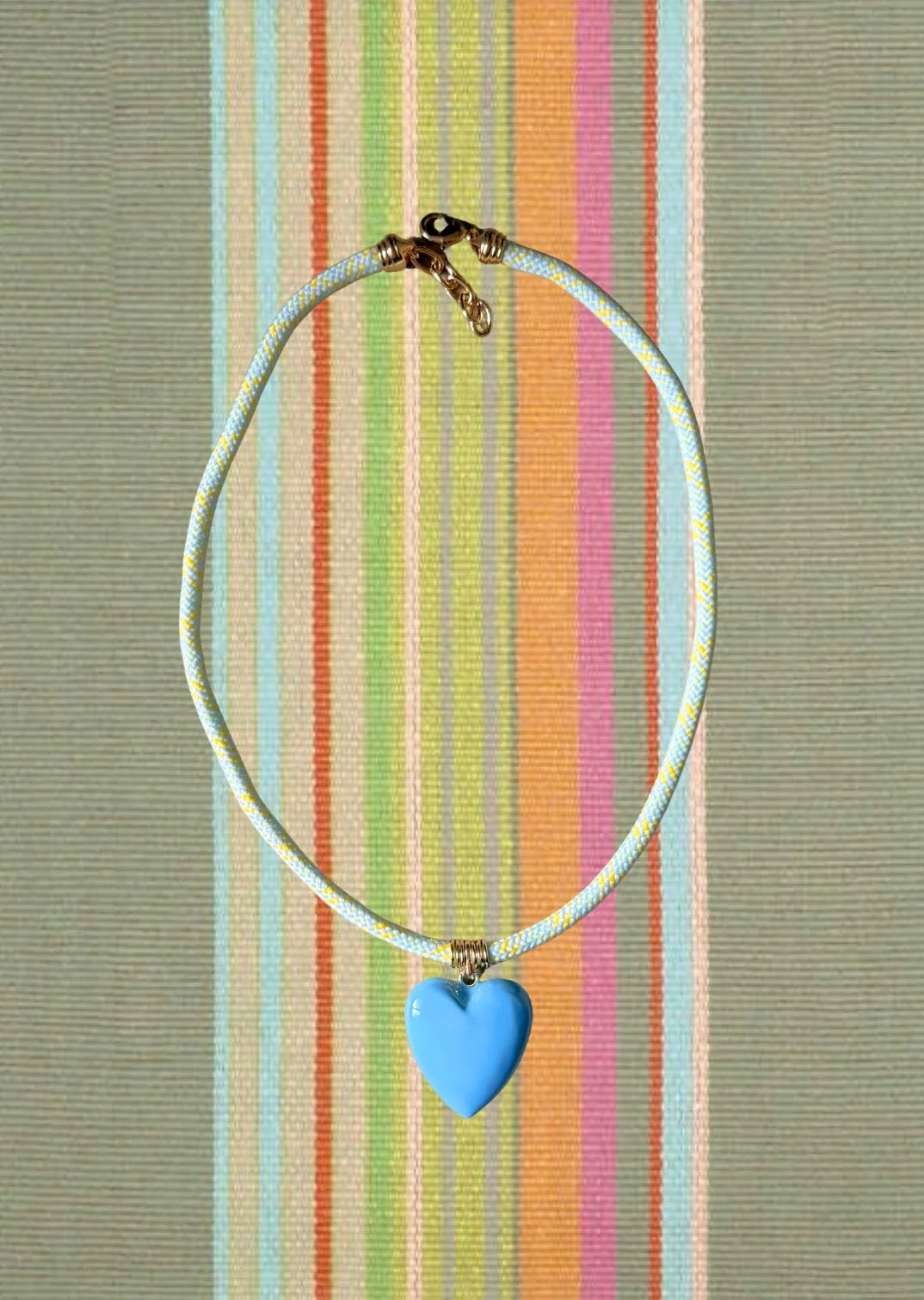 Baby Blue Puffy Heart Necklace