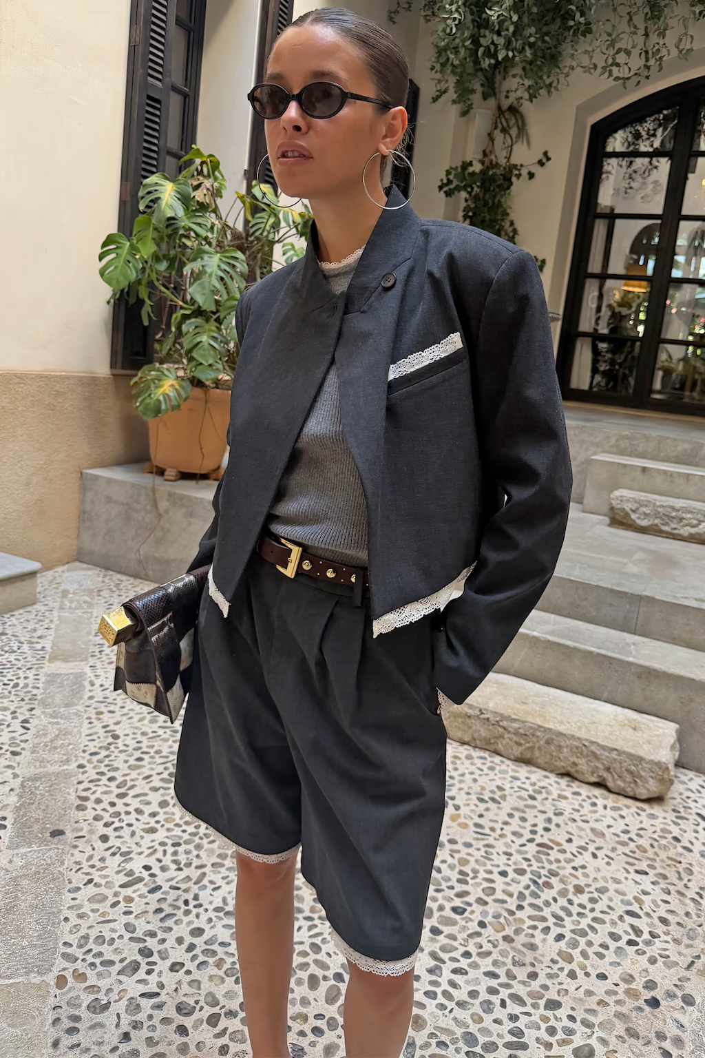 NEVER FULLY DRESSED Fold Over Cropped Blazer