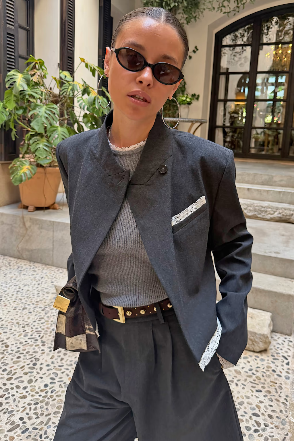 NEVER FULLY DRESSED Fold Over Cropped Blazer