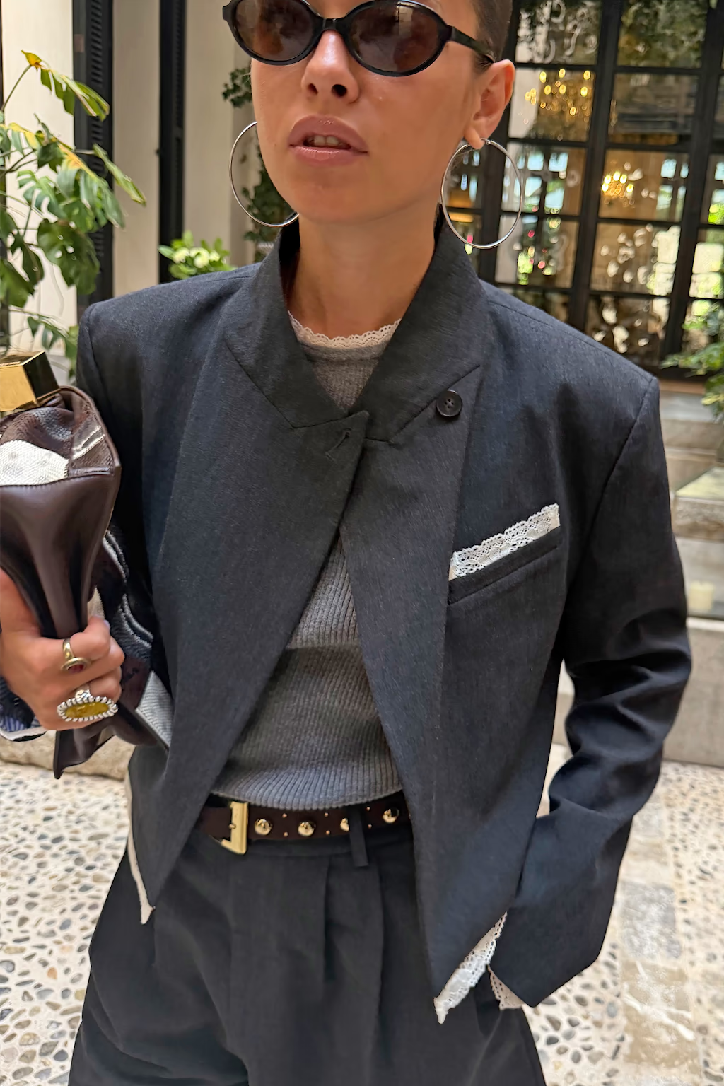 NEVER FULLY DRESSED Fold Over Cropped Blazer
