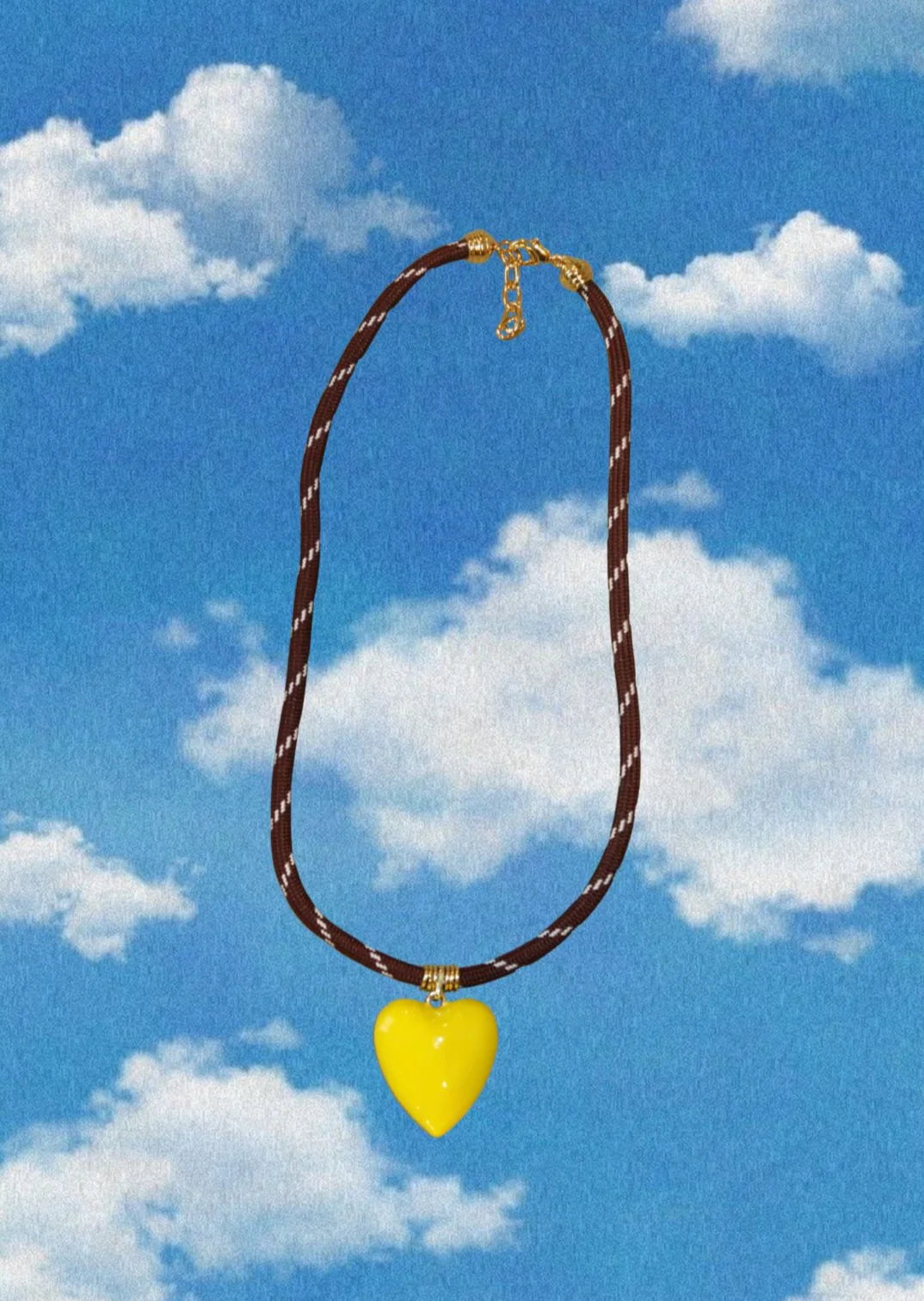 Yellow Puffy Heart Necklace