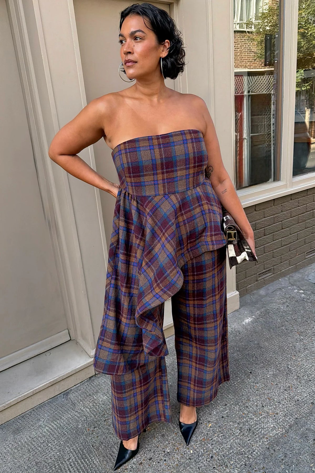 NEVER FULLY DRESSED Check Eve A-Symmetric Bandeau Top