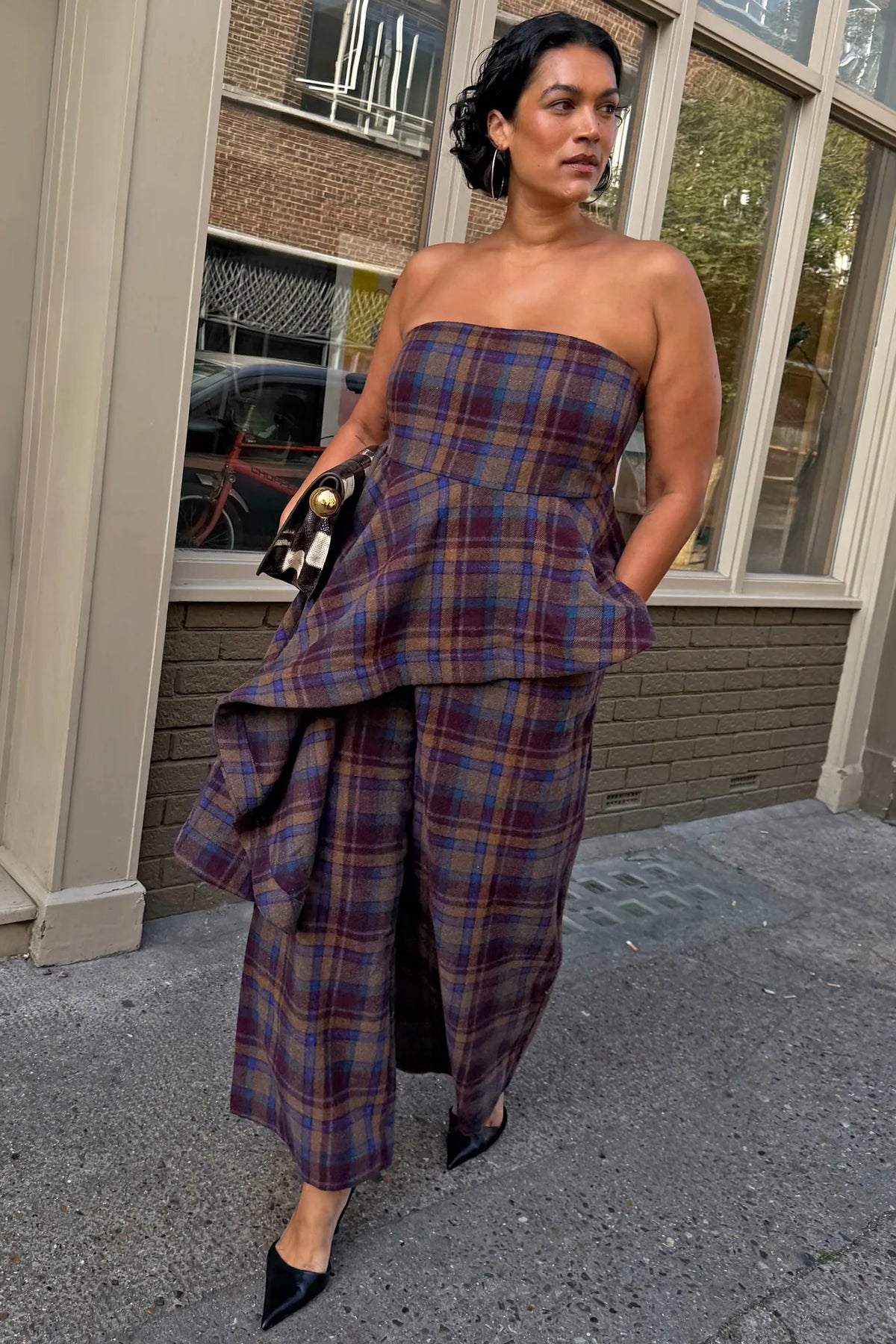 NEVER FULLY DRESSED Check Eve A-Symmetric Bandeau Top