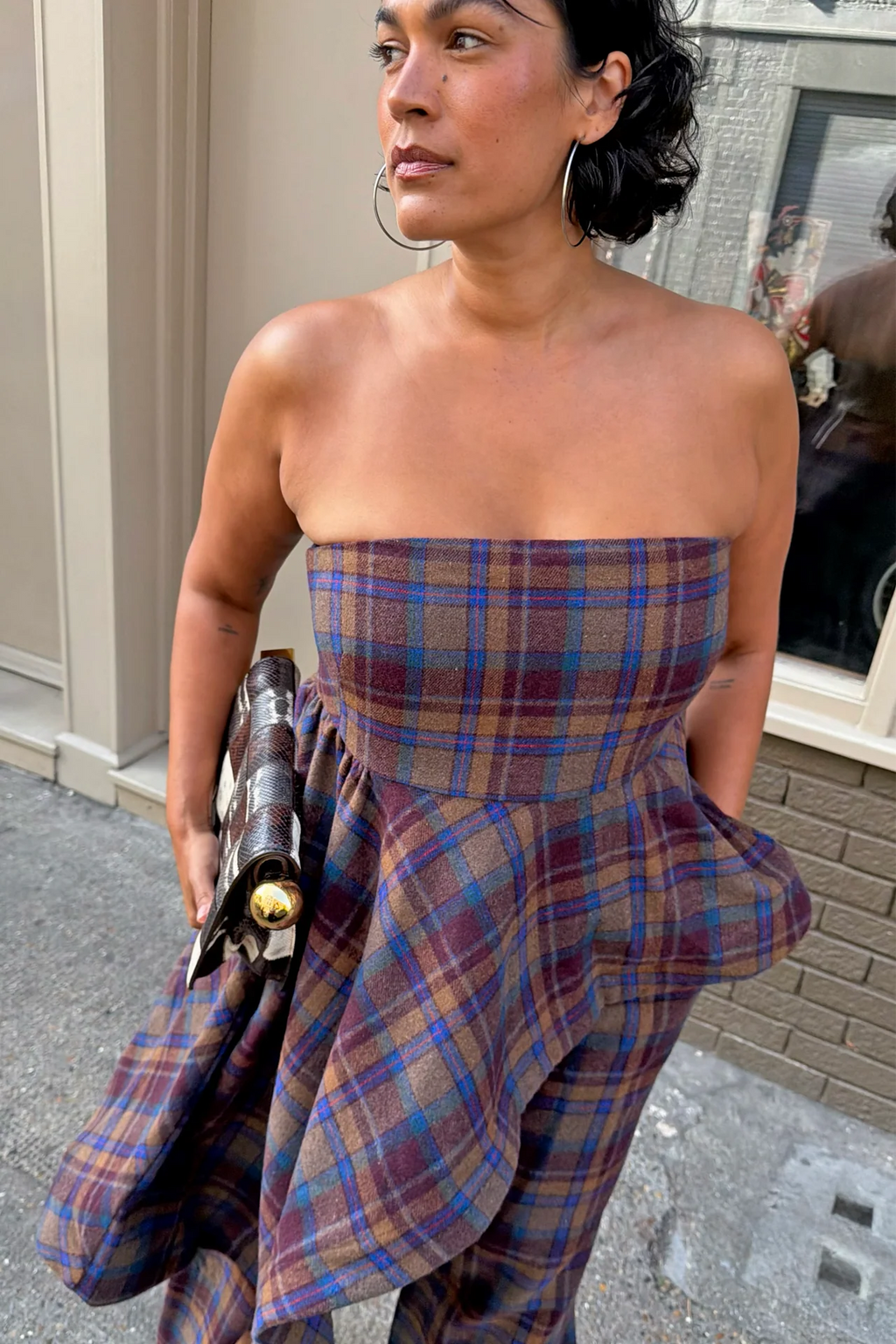 NEVER FULLY DRESSED Check Eve A-Symmetric Bandeau Top