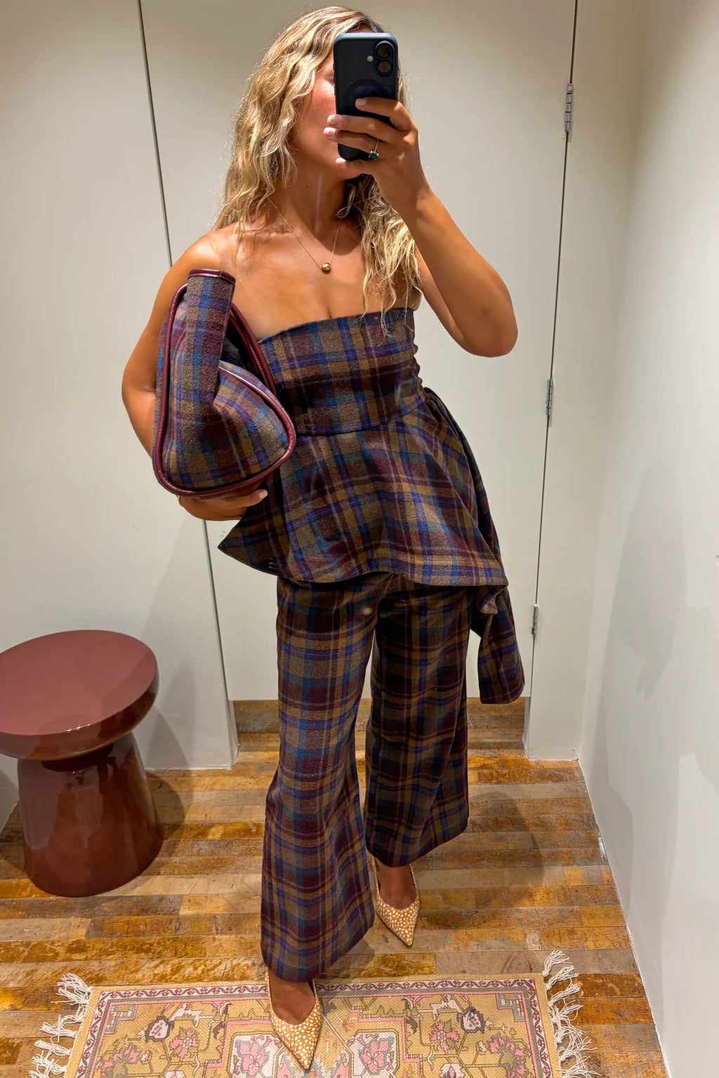 NEVER FULLY DRESSED Check Eve A-Symmetric Bandeau Top