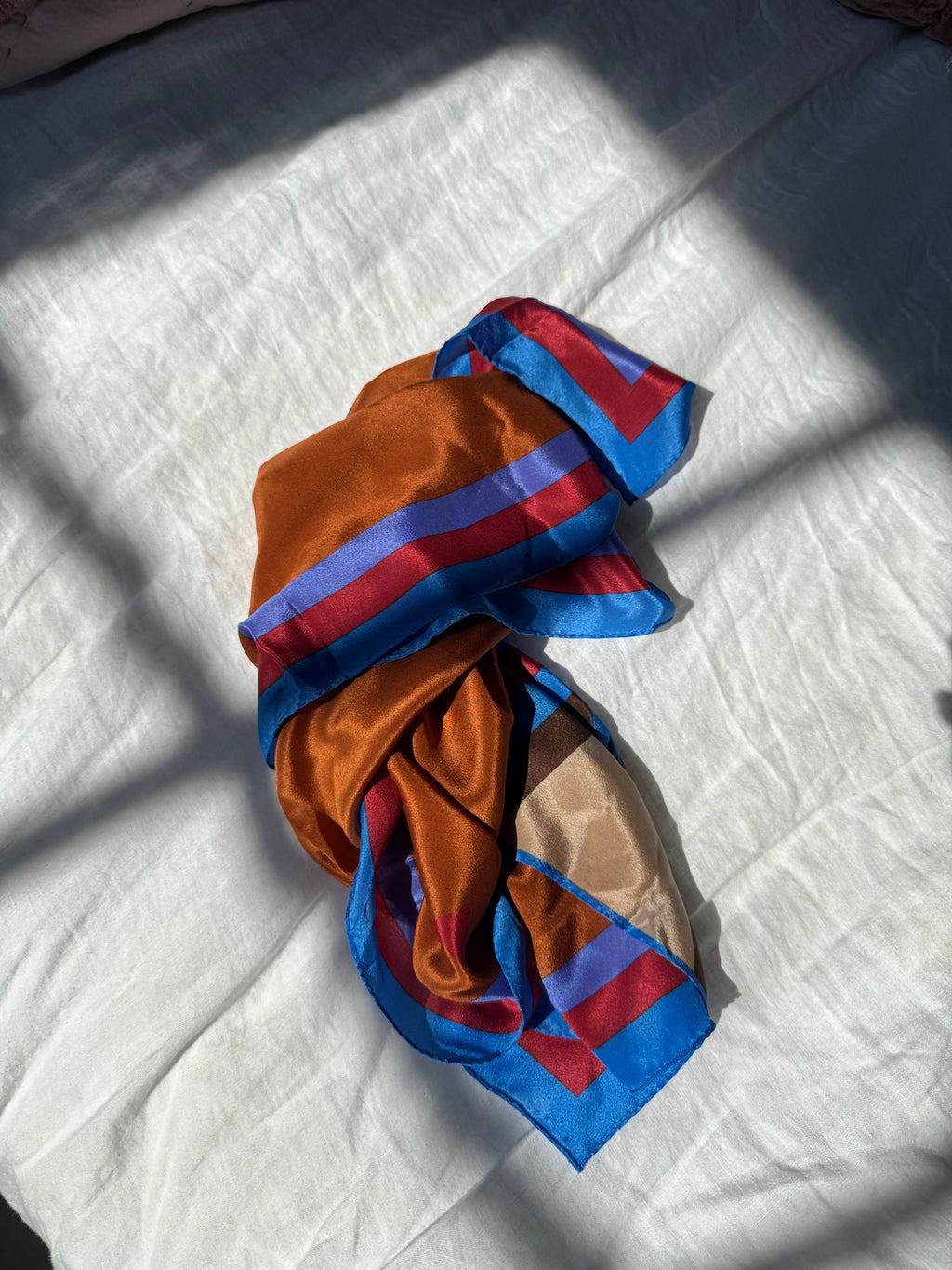 Vintage Scarf:  Camel Geometric