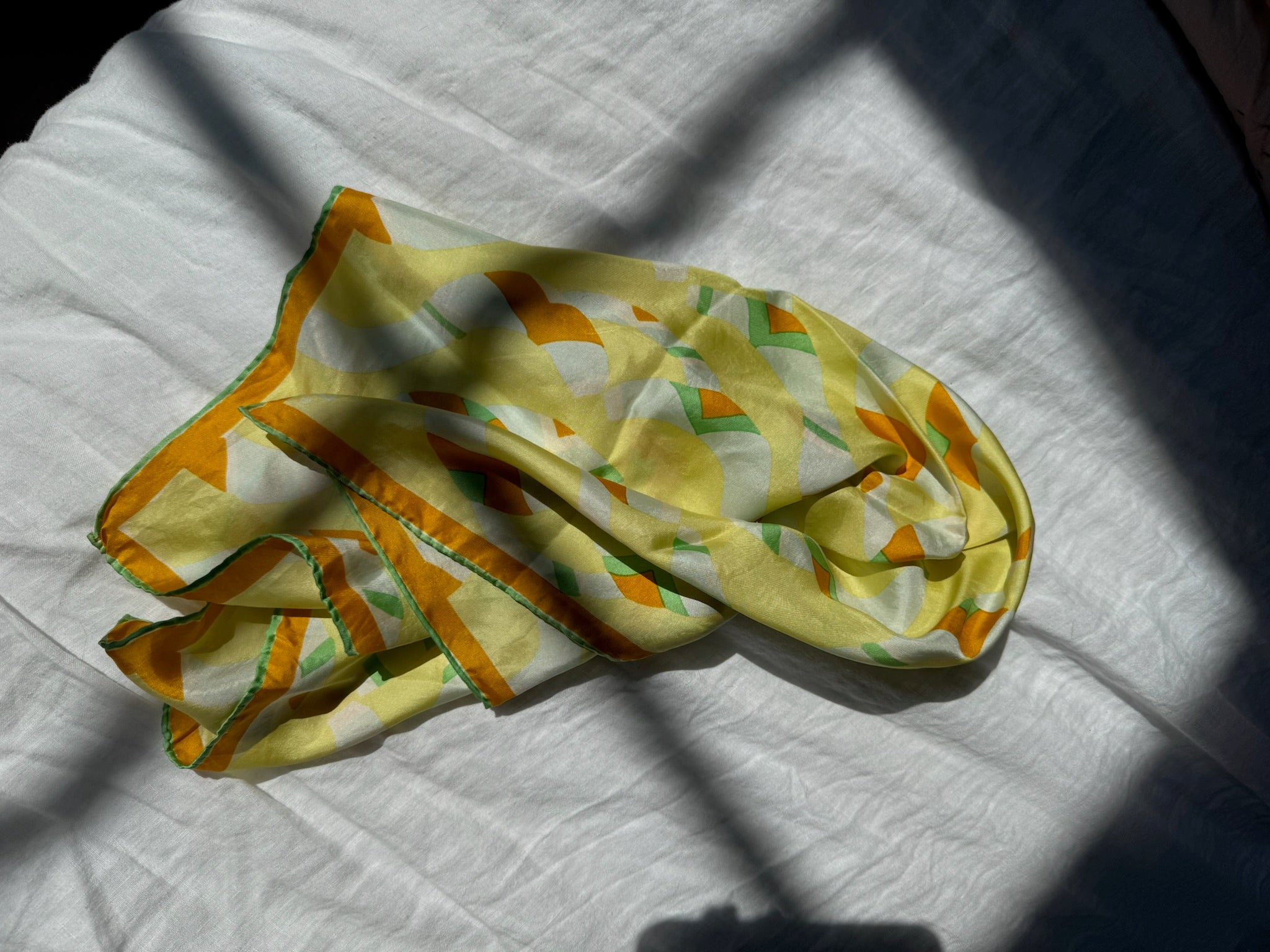 Vintage Scarf:  Yellow Geometric