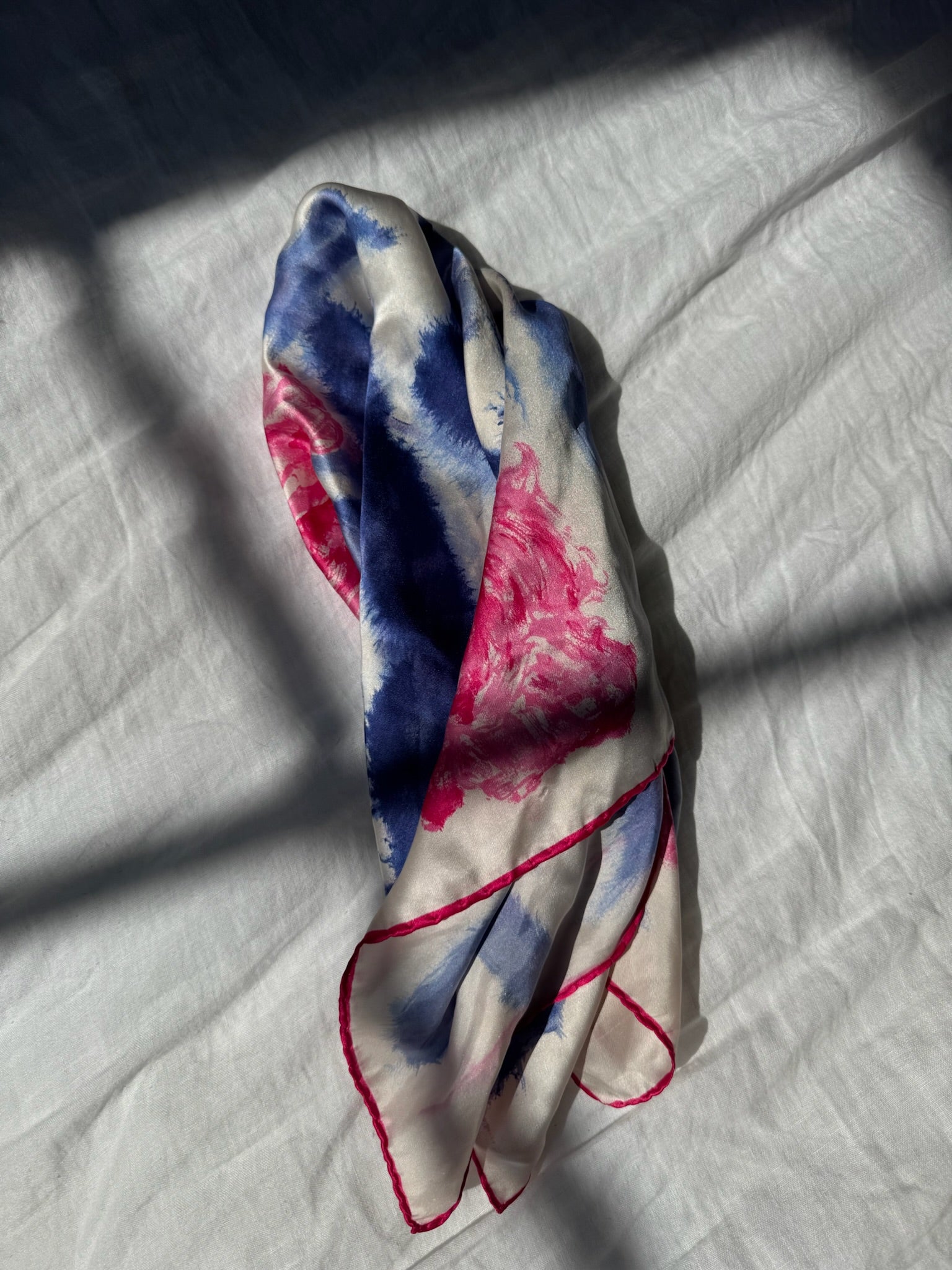Vintage Scarf:  Indigo & Pink