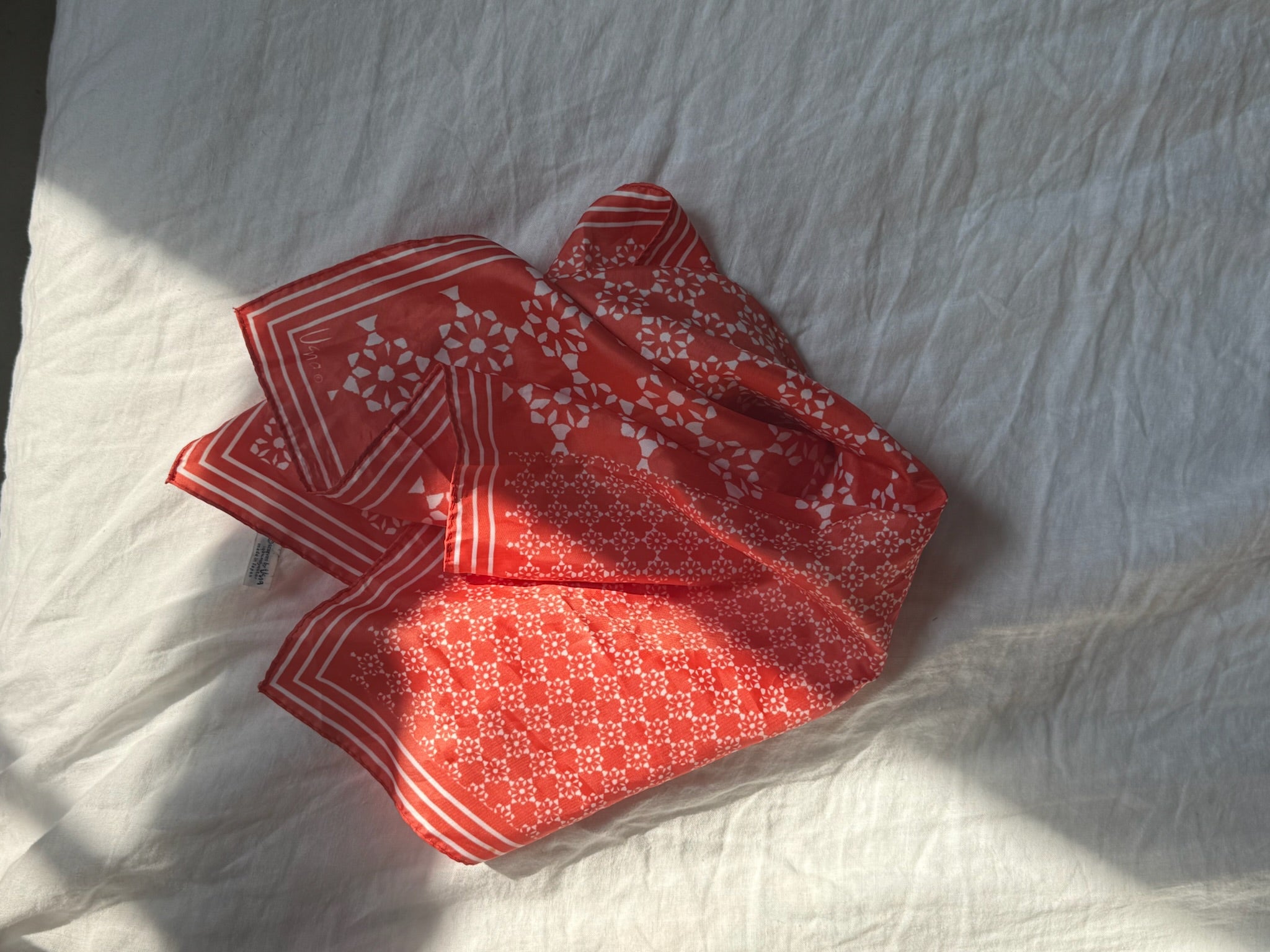 Vintage Scarf:  Coral Geometric