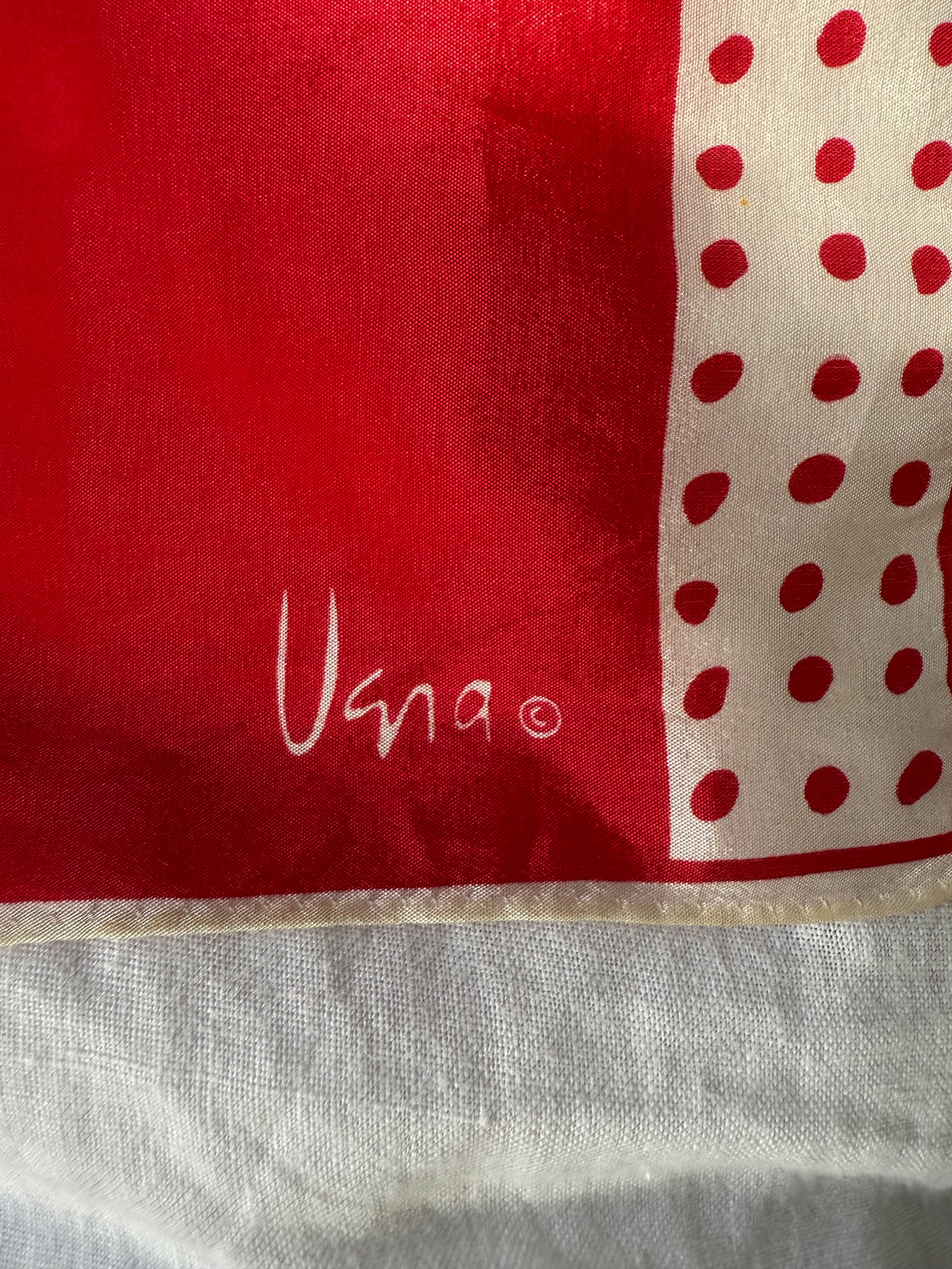 Vintage Scarf:  Red & White Geometric