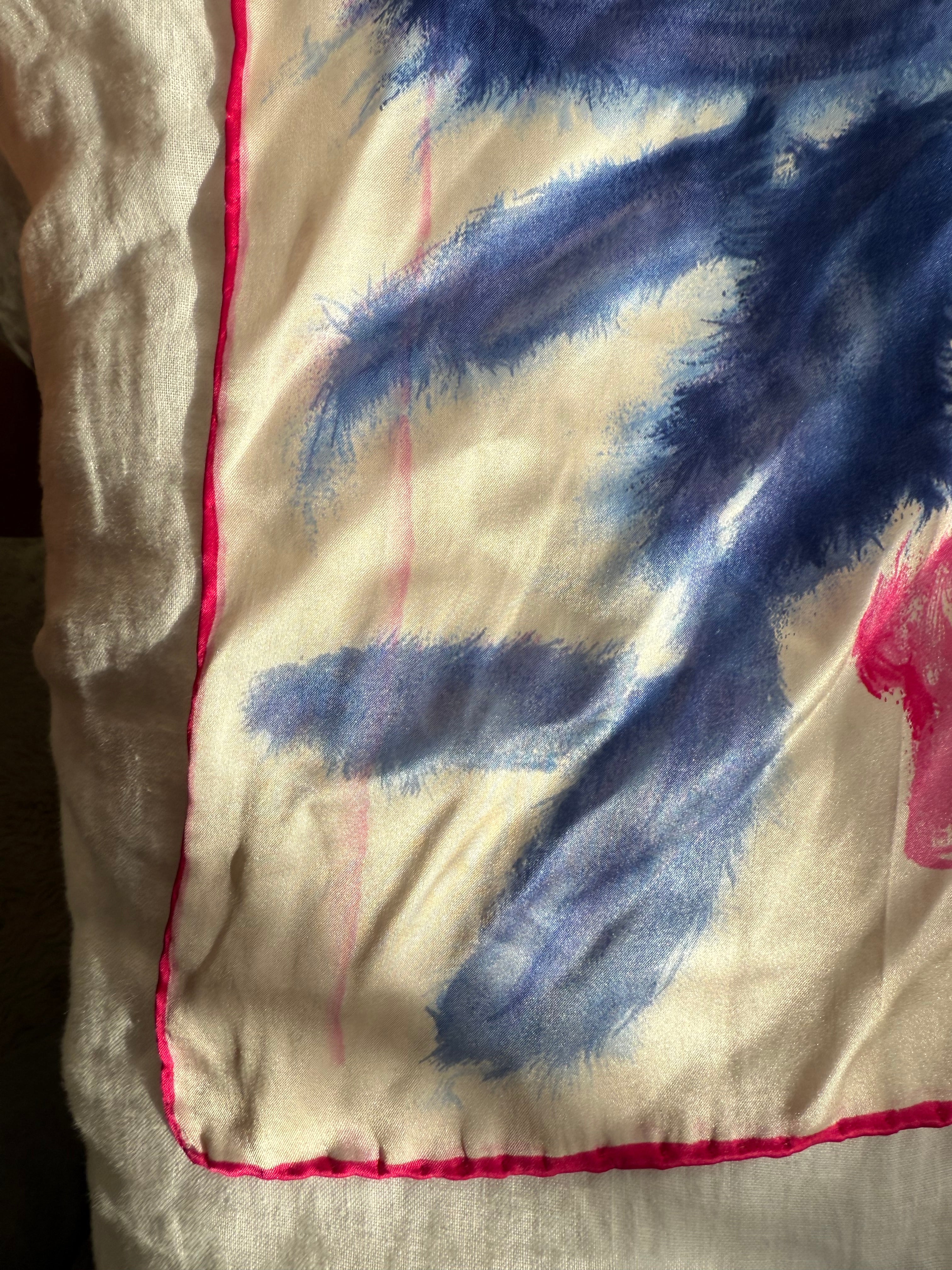 Vintage Scarf:  Indigo & Pink