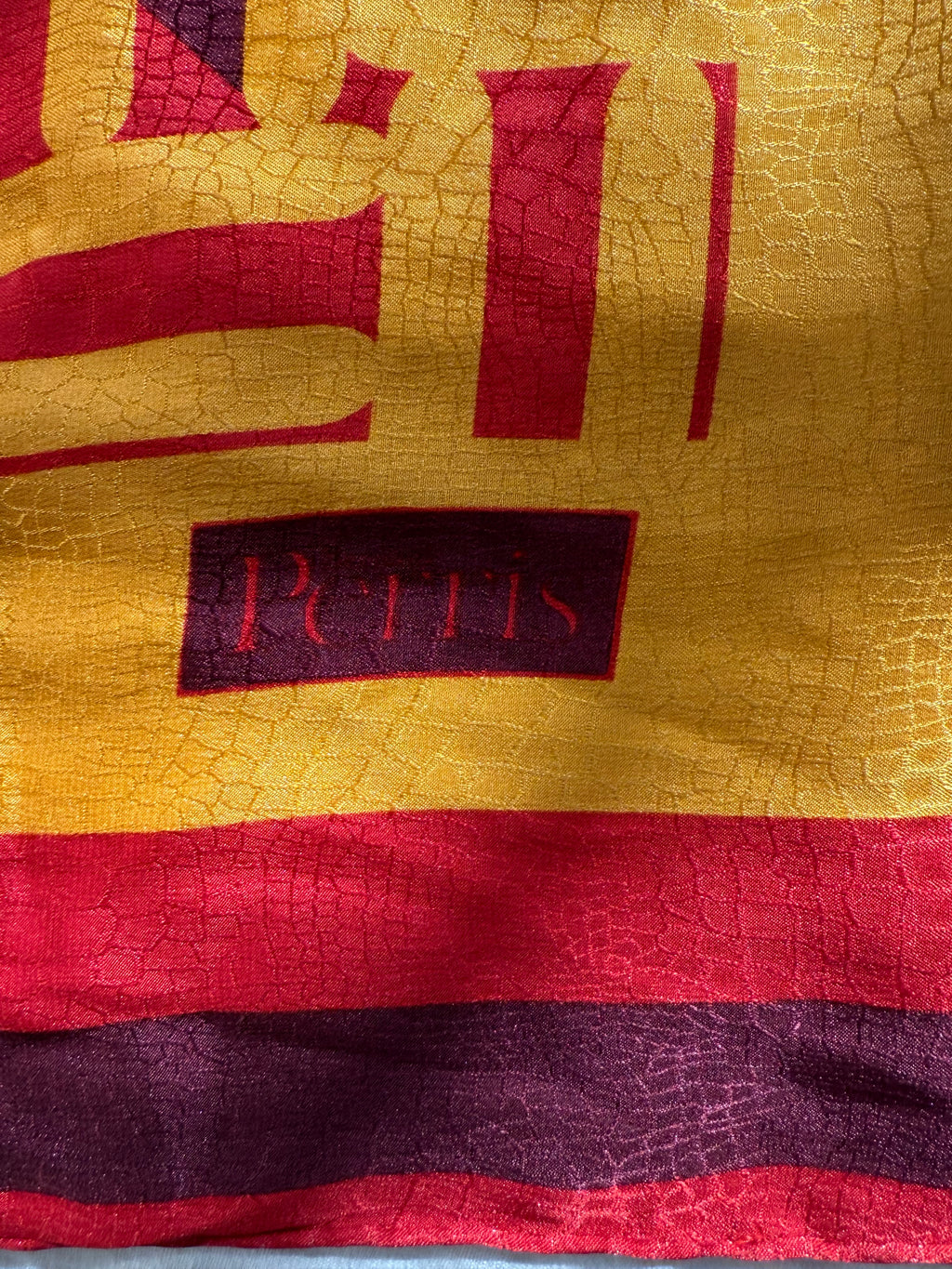 Vintage Scarf:  Red & Yellow Geometric