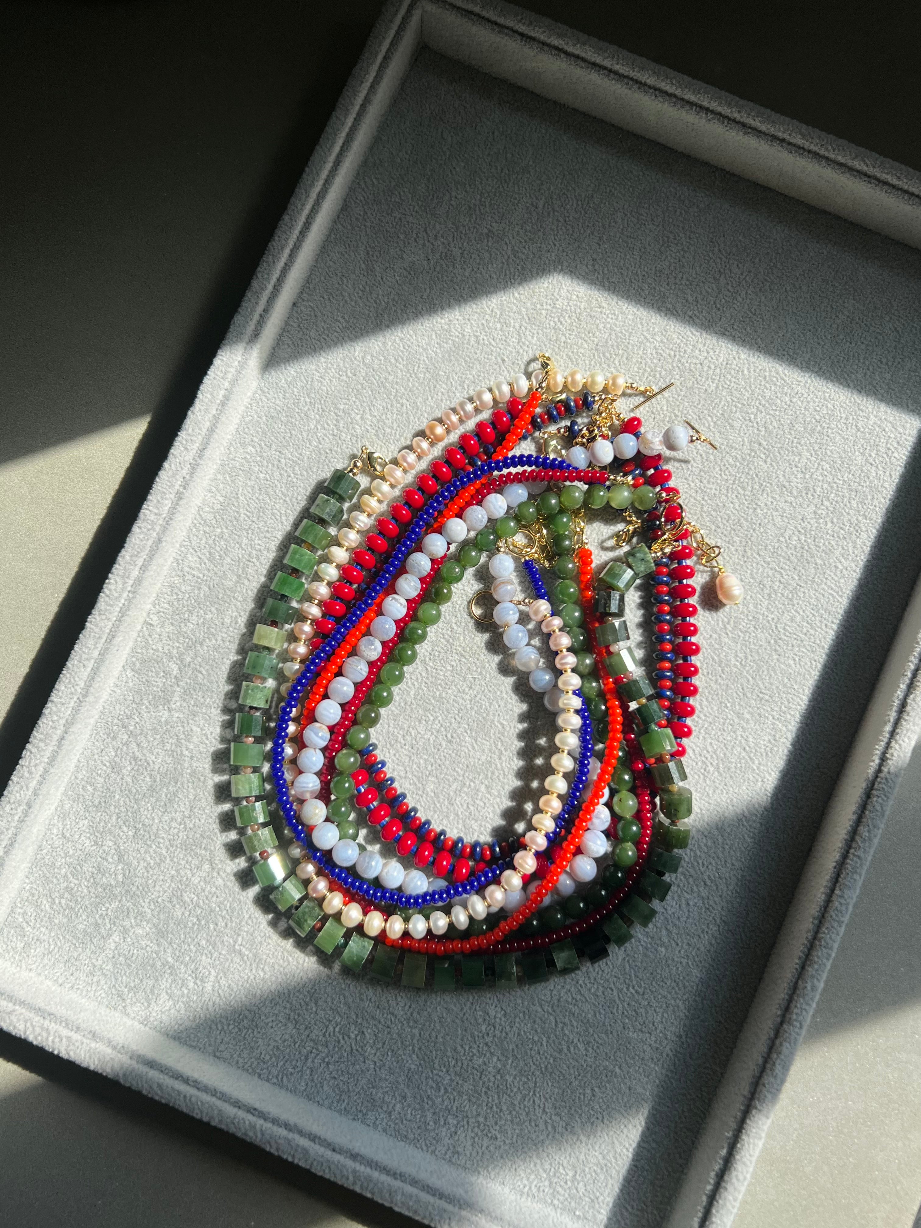 DEEP RED LAYERING NECKLACE
