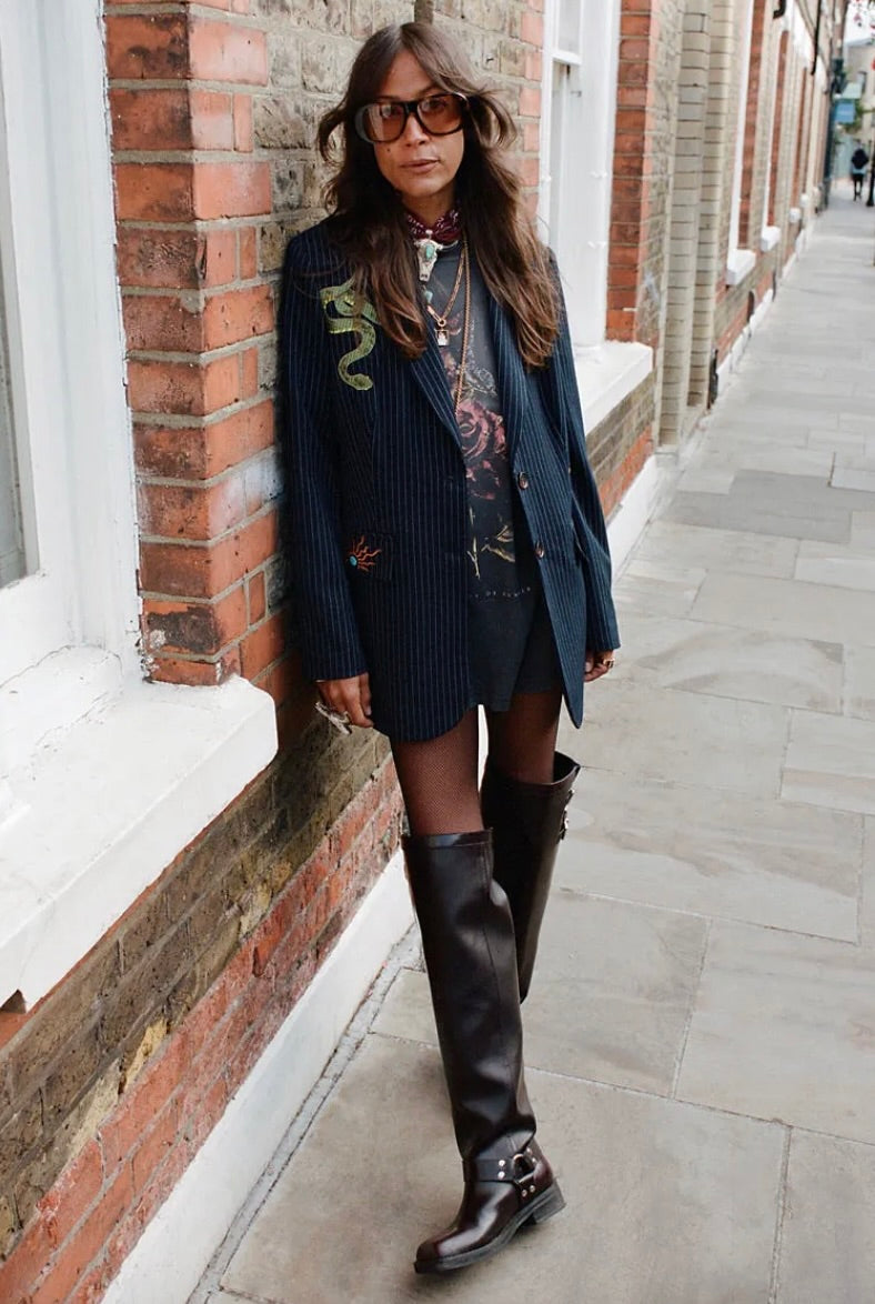 Never Fully Dressed Pinstripe Taylor Blazer