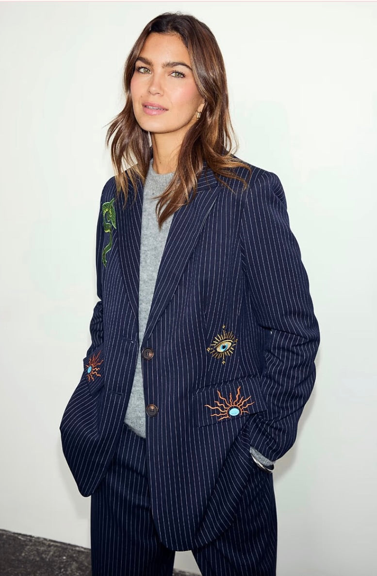 Never Fully Dressed Pinstripe Taylor Blazer