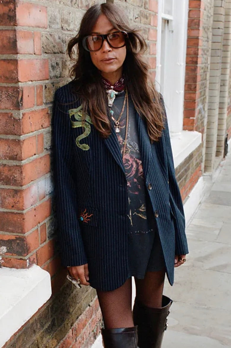 Never Fully Dressed Pinstripe Taylor Blazer