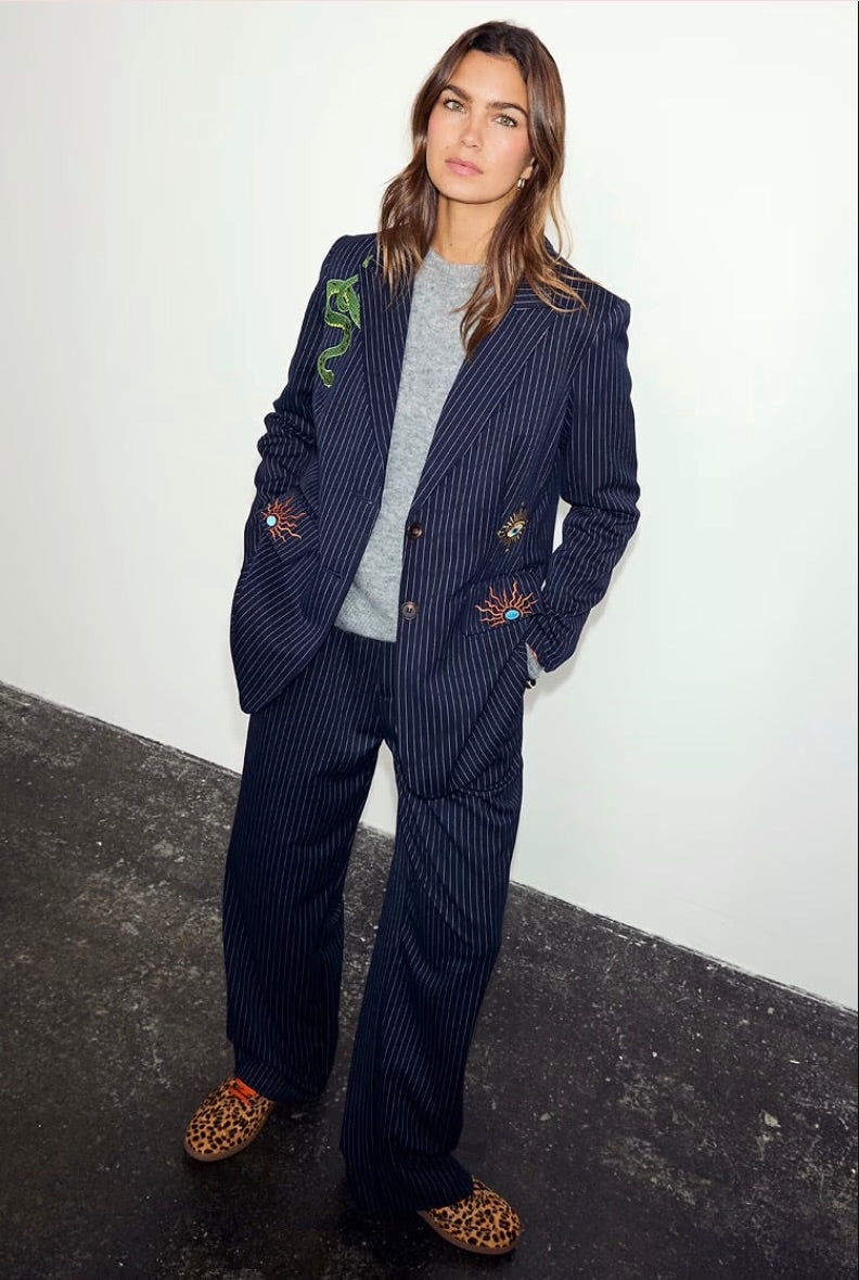 Never Fully Dressed Pinstripe Taylor Blazer
