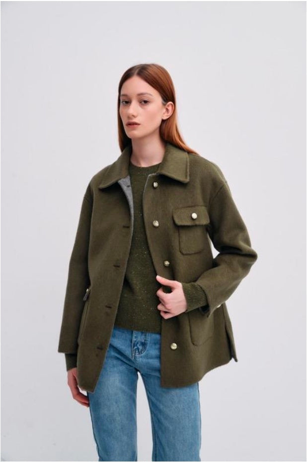 Cashmere Barn Jacket with Gold Buttons