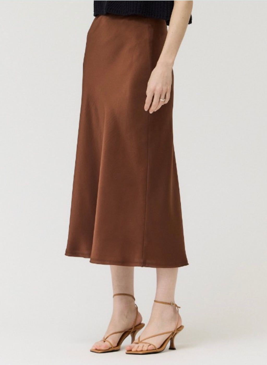 SATIN MERMAID SKIRT - CHOCOLATE