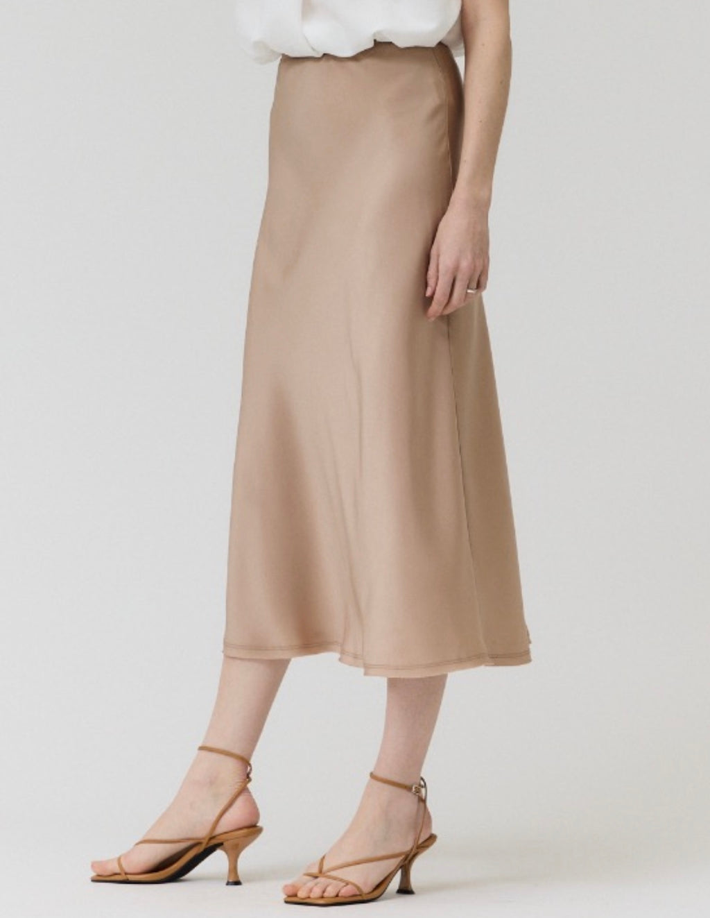 SATIN MERMAID SKIRT - MOCHA