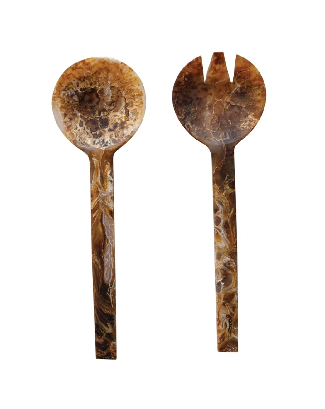 TORTOISE RESIN SALAD SERVERS