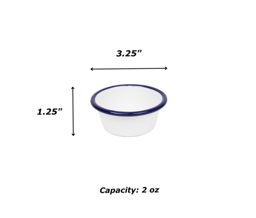 Enamelware ramekin with red rim