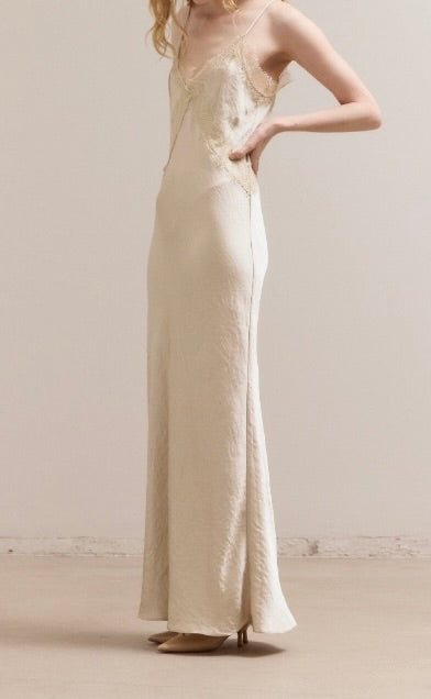 LACE DETAILED MAXI SATIN DRESS