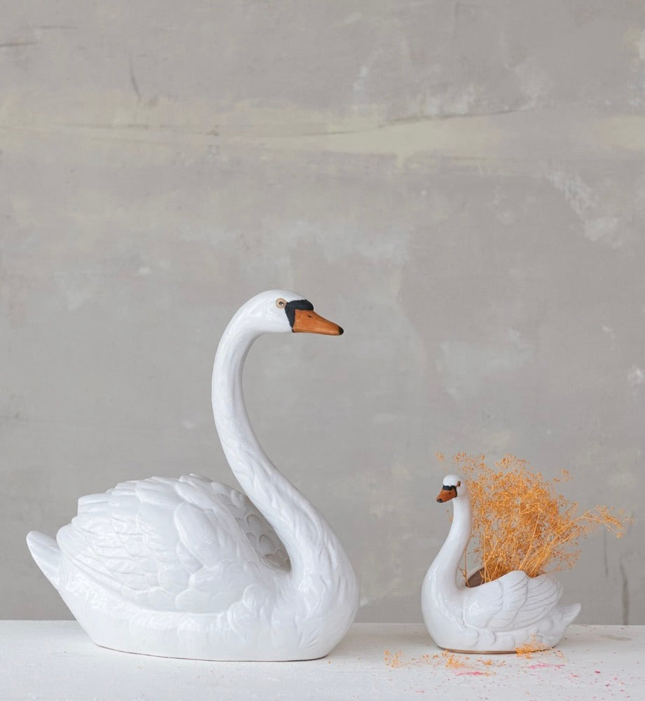 Large Stoneware Swan