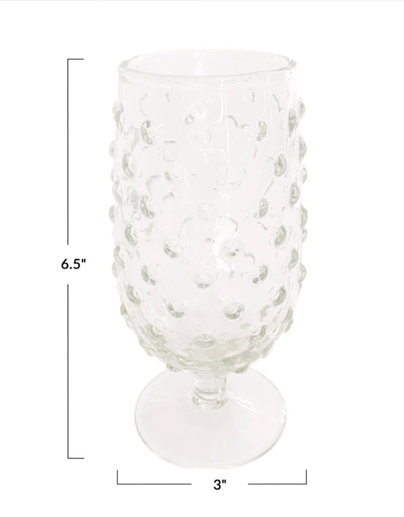 Hobnail Stemmed Drinking Glass