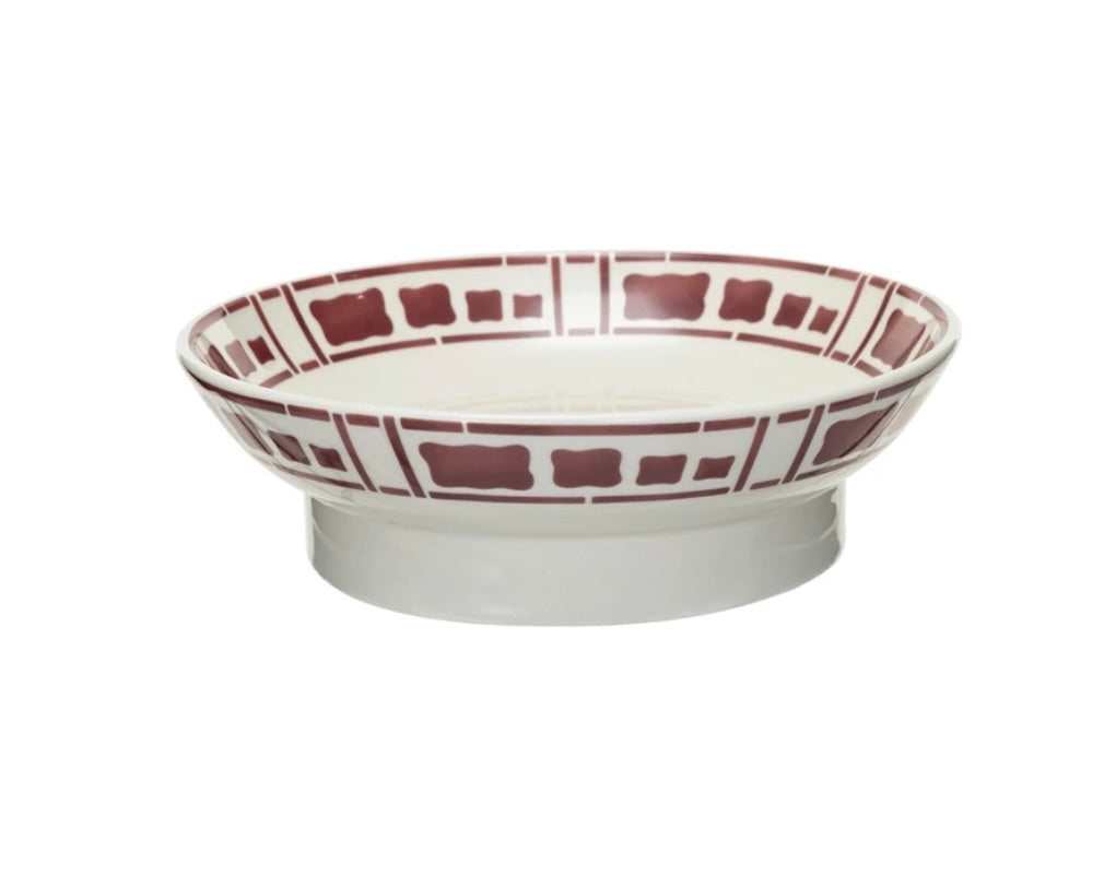 Hand-Painted Stoneware Footed Bowl