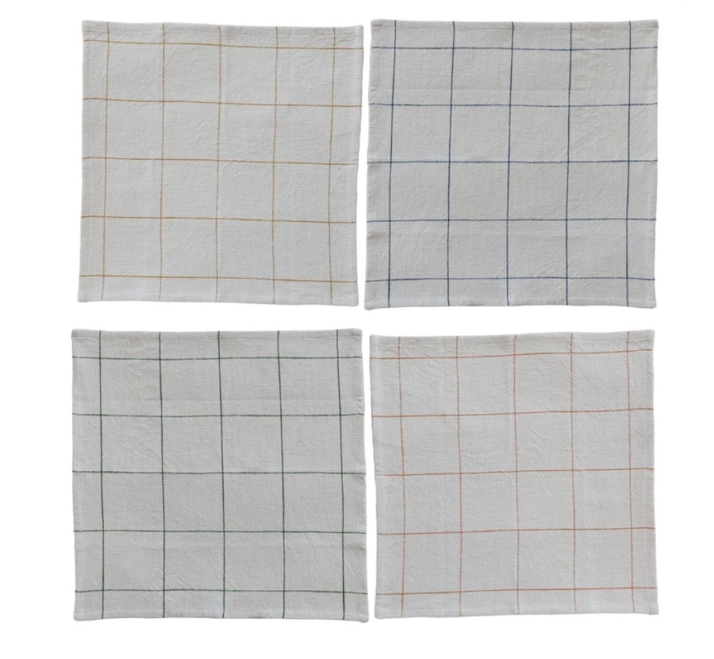 Set of 4 Grid pattern napkins